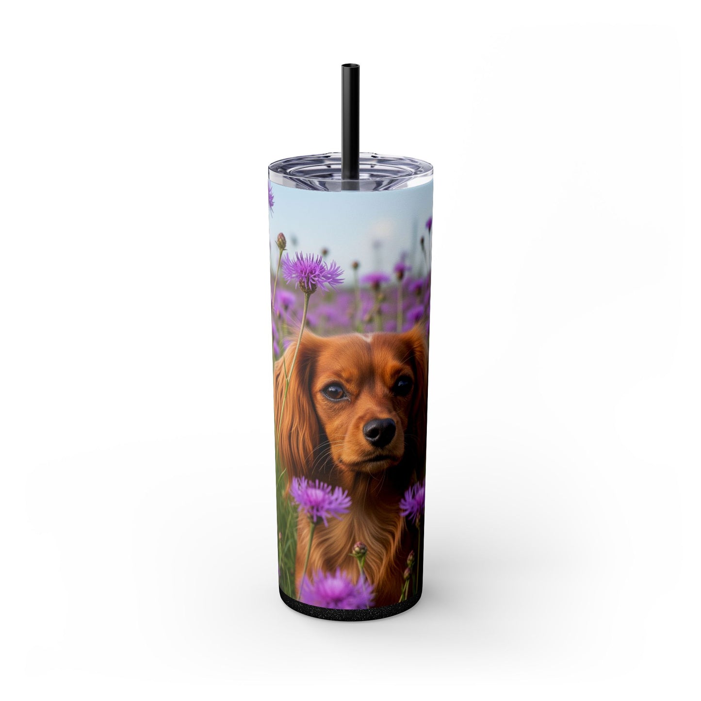 English Toy Spaniel Skinny Tumbler with Straw, 20oz