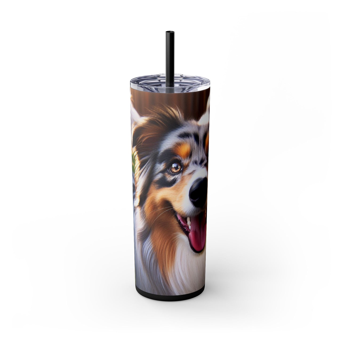 Australian Shepherd Skinny Tumbler with Straw, 20oz