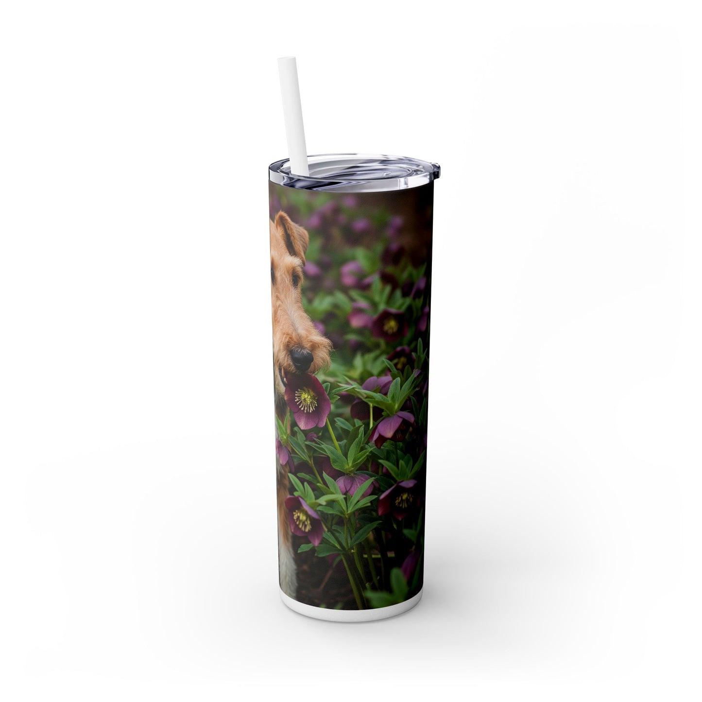 Wire Fox Terrier Skinny Tumbler with Straw, 20oz