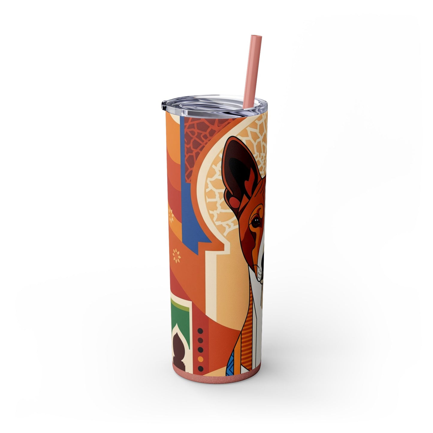 Basenji Skinny Tumbler with Straw, 20oz