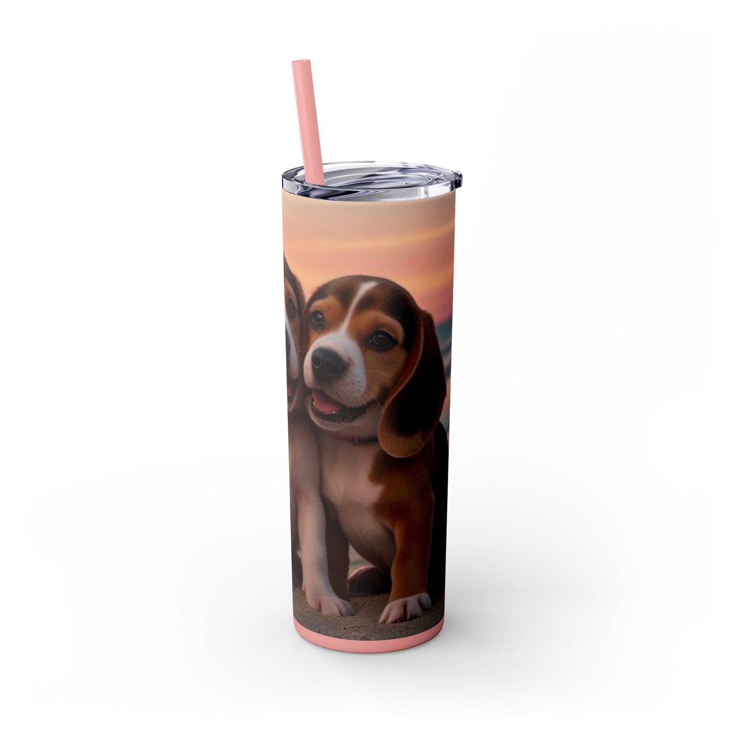 Beagle Love Skinny Tumbler with Straw, 20oz