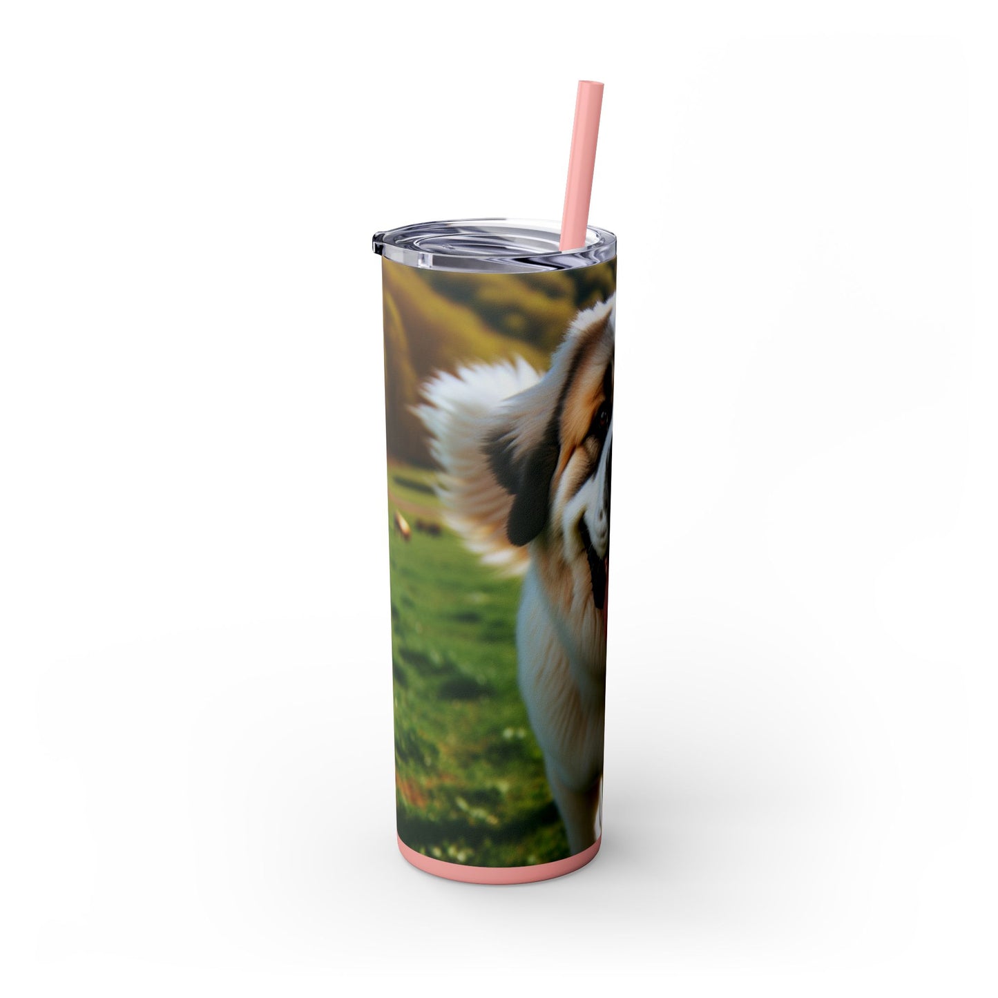 Pyrenean Mastiff Skinny Tumbler with Straw, 20oz