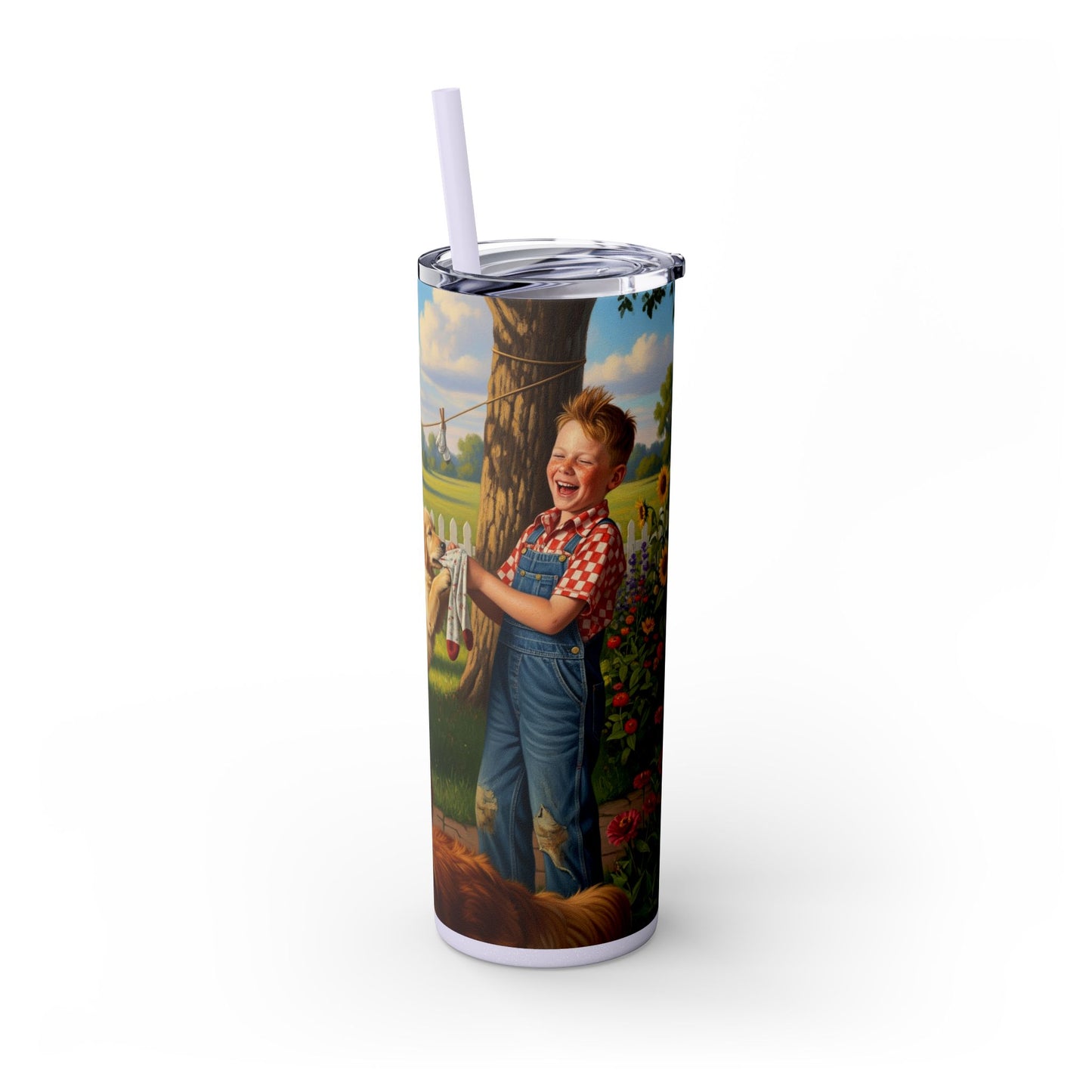 Golden Retriever Skinny Tumbler with Straw, 20oz