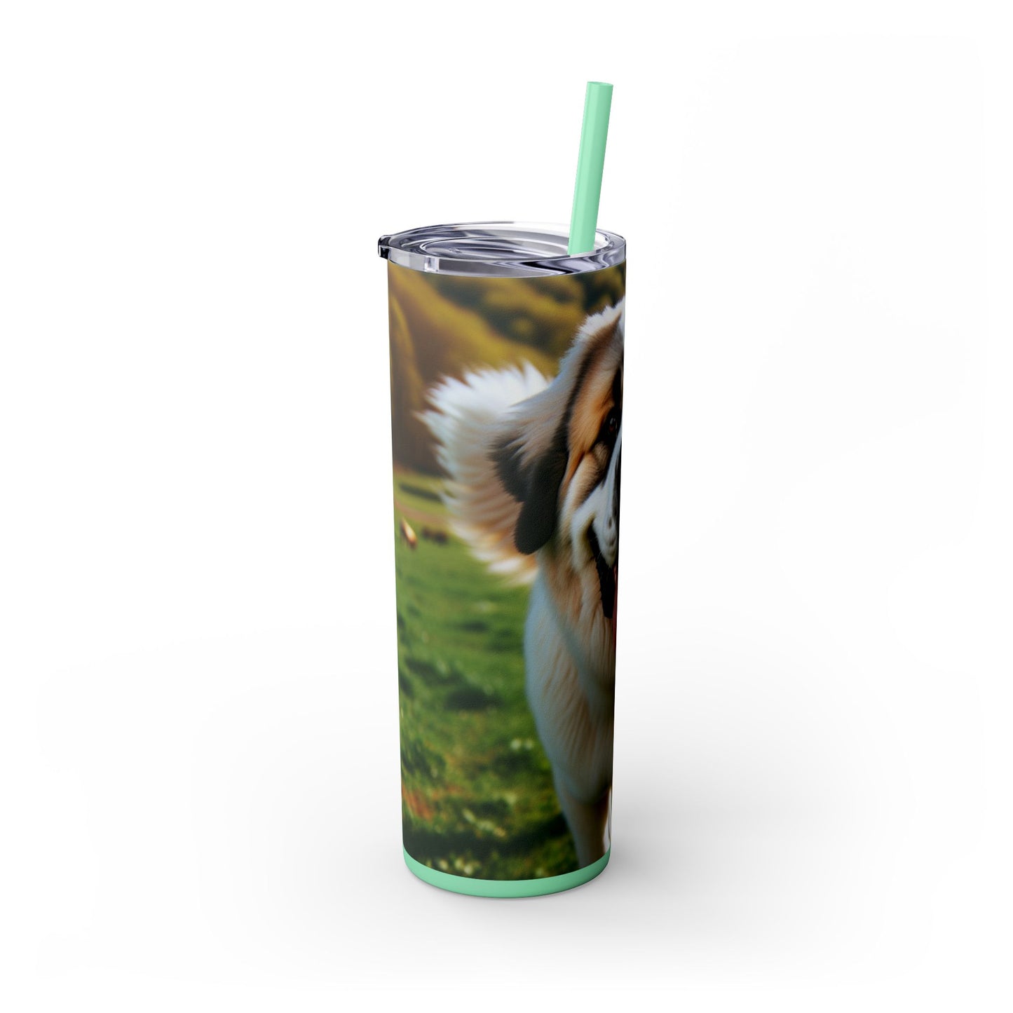 Pyrenean Mastiff Skinny Tumbler with Straw, 20oz