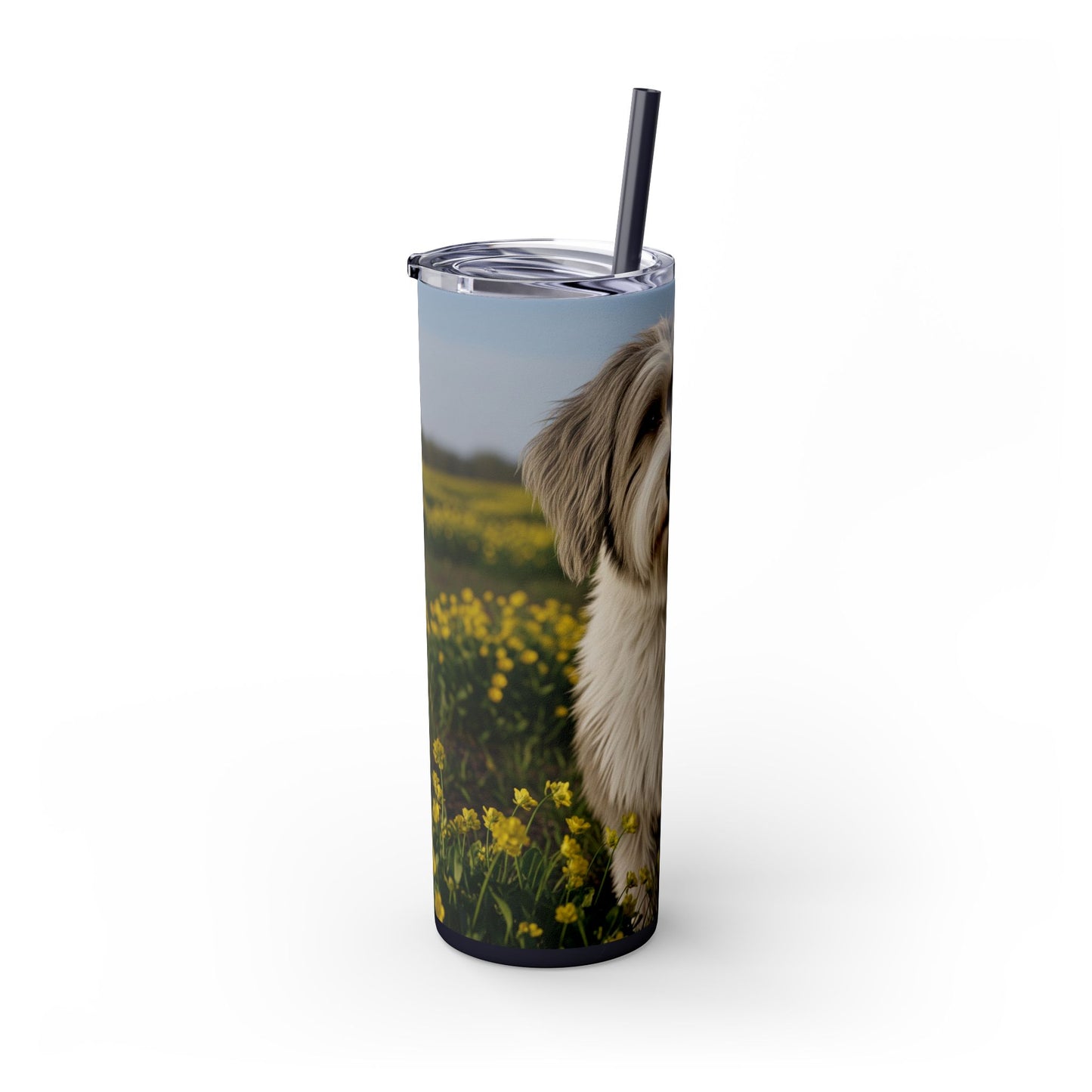 Polish Lowland Sheepdog Skinny Tumbler with Straw, 20oz
