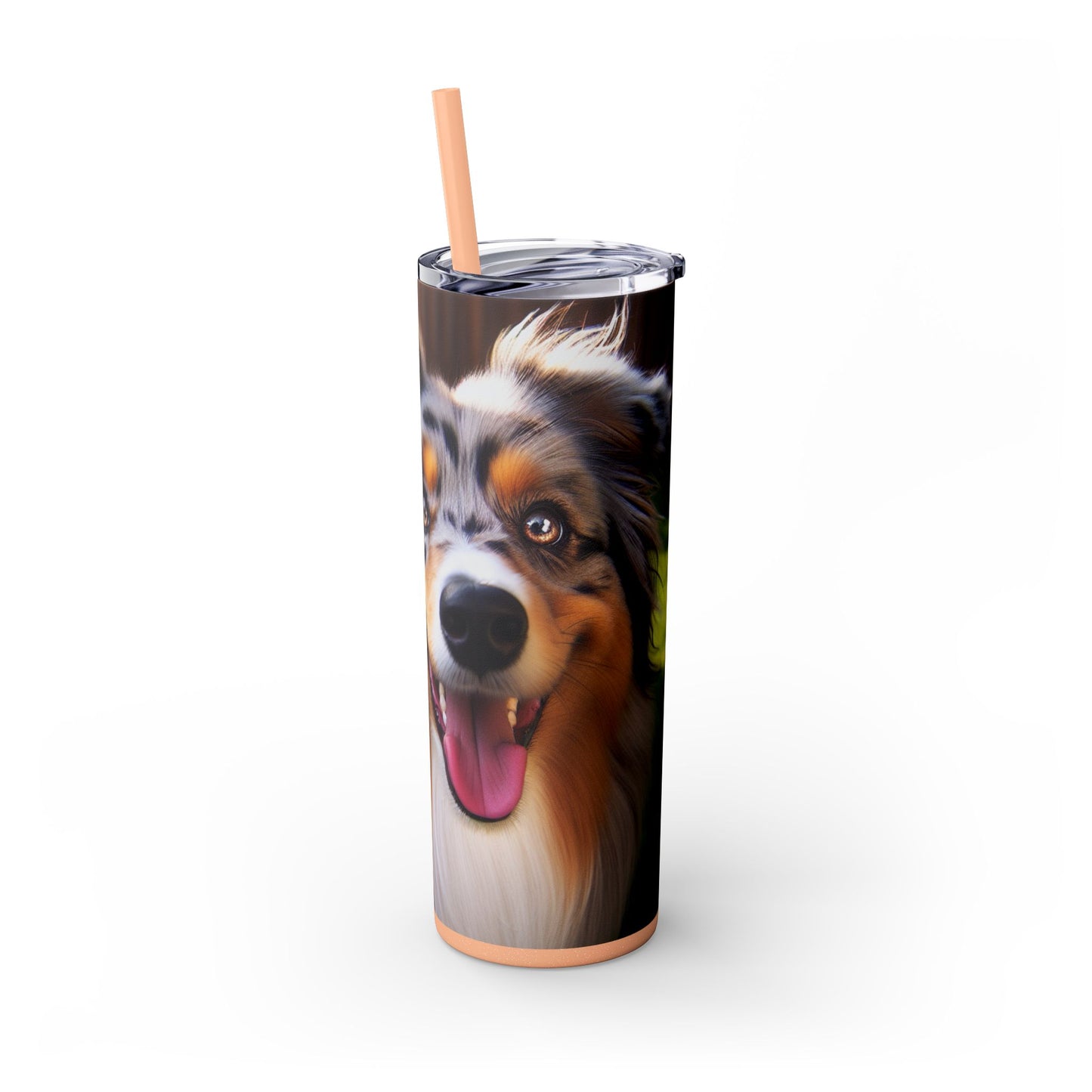 Australian Shepherd Skinny Tumbler with Straw, 20oz