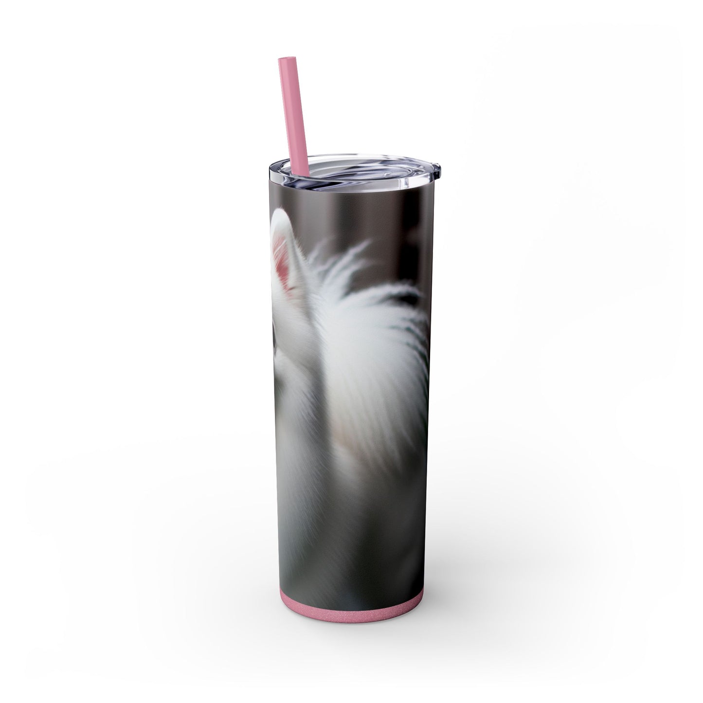 American Eskimo Dog Skinny Tumbler with Straw, 20oz