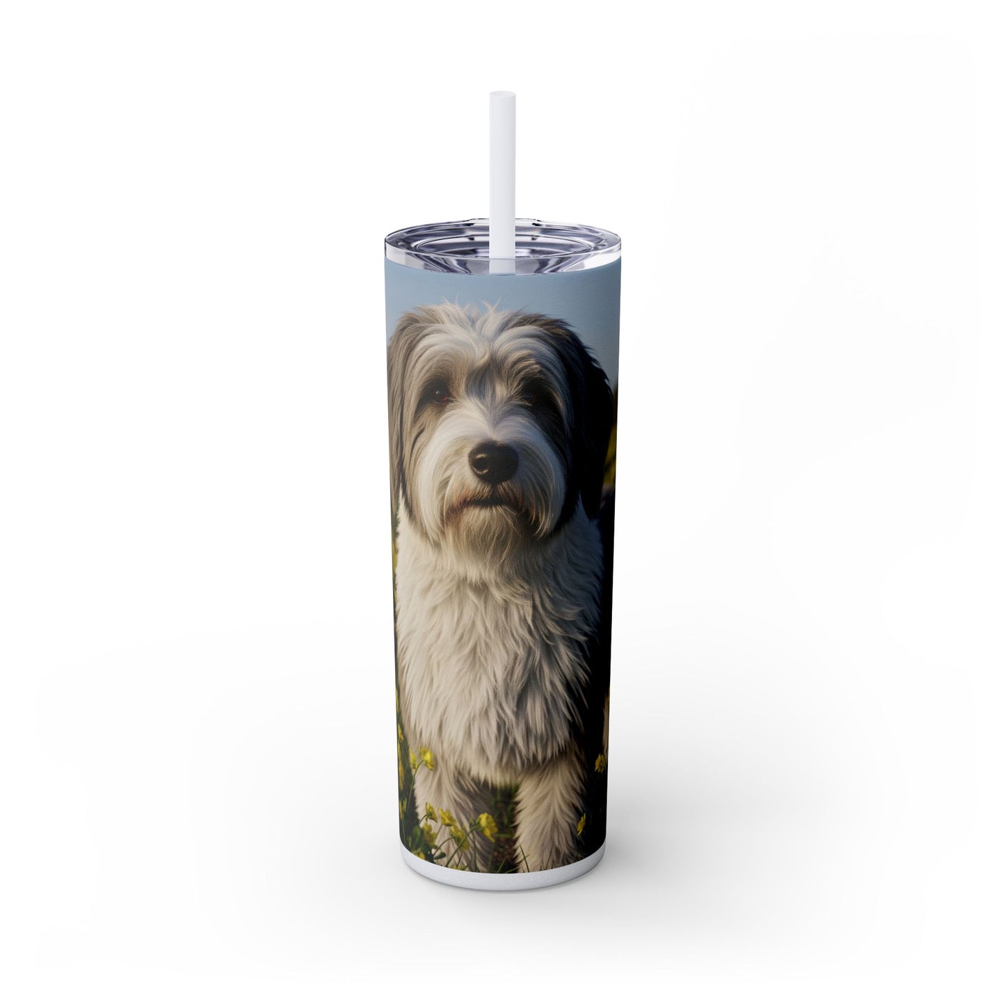 Polish Lowland Sheepdog Skinny Tumbler with Straw, 20oz
