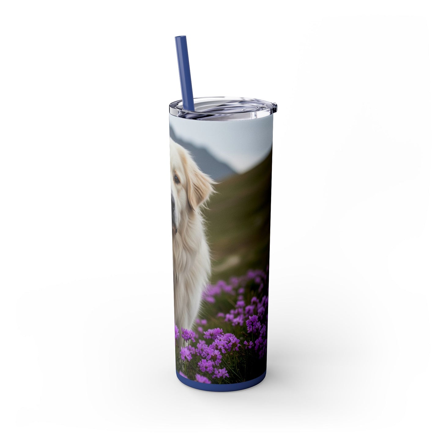 Pyrenean Mountain Dog Skinny Tumbler with Straw, 20oz