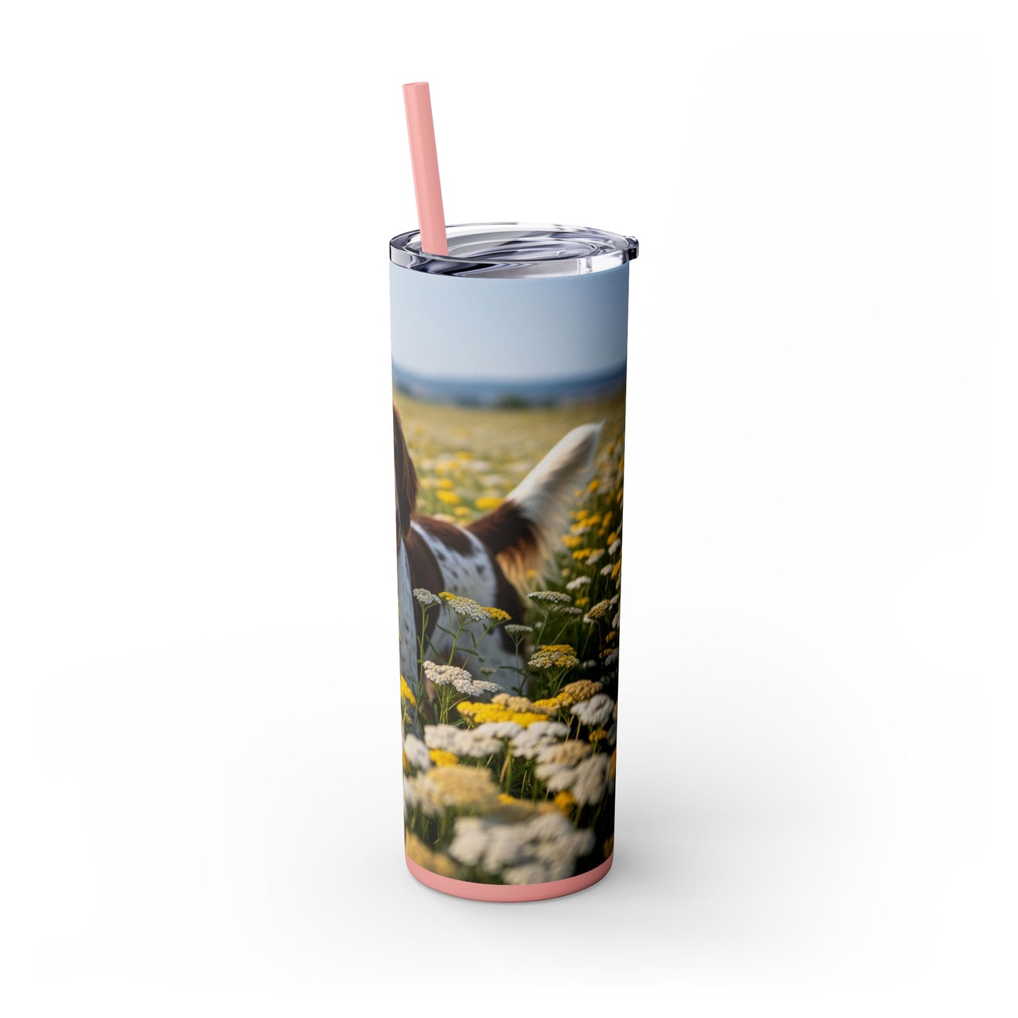 Drentsche Patrijshond Skinny Tumbler with Straw, 20oz