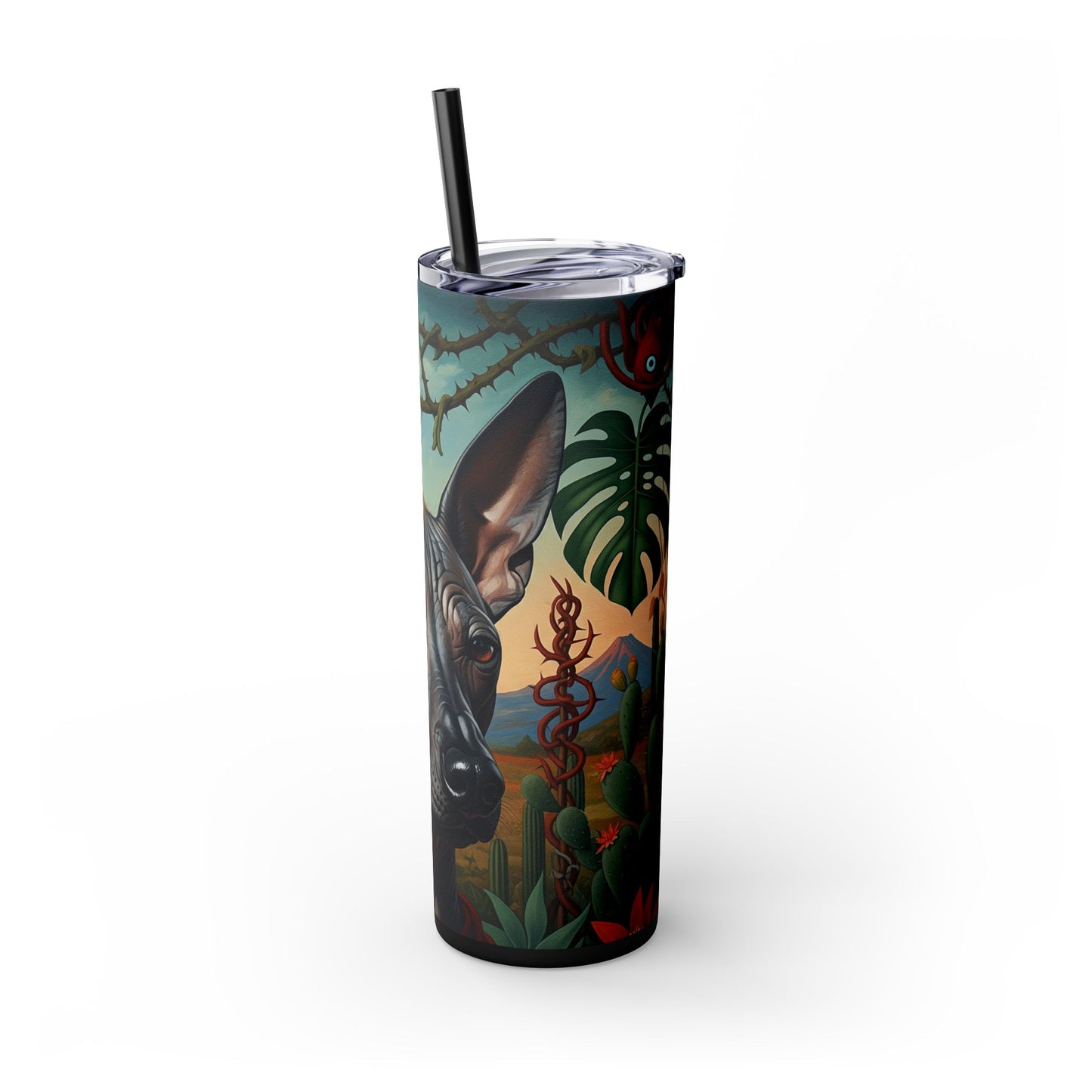 Xoloitzcuintli Skinny Tumbler with Straw, 20oz