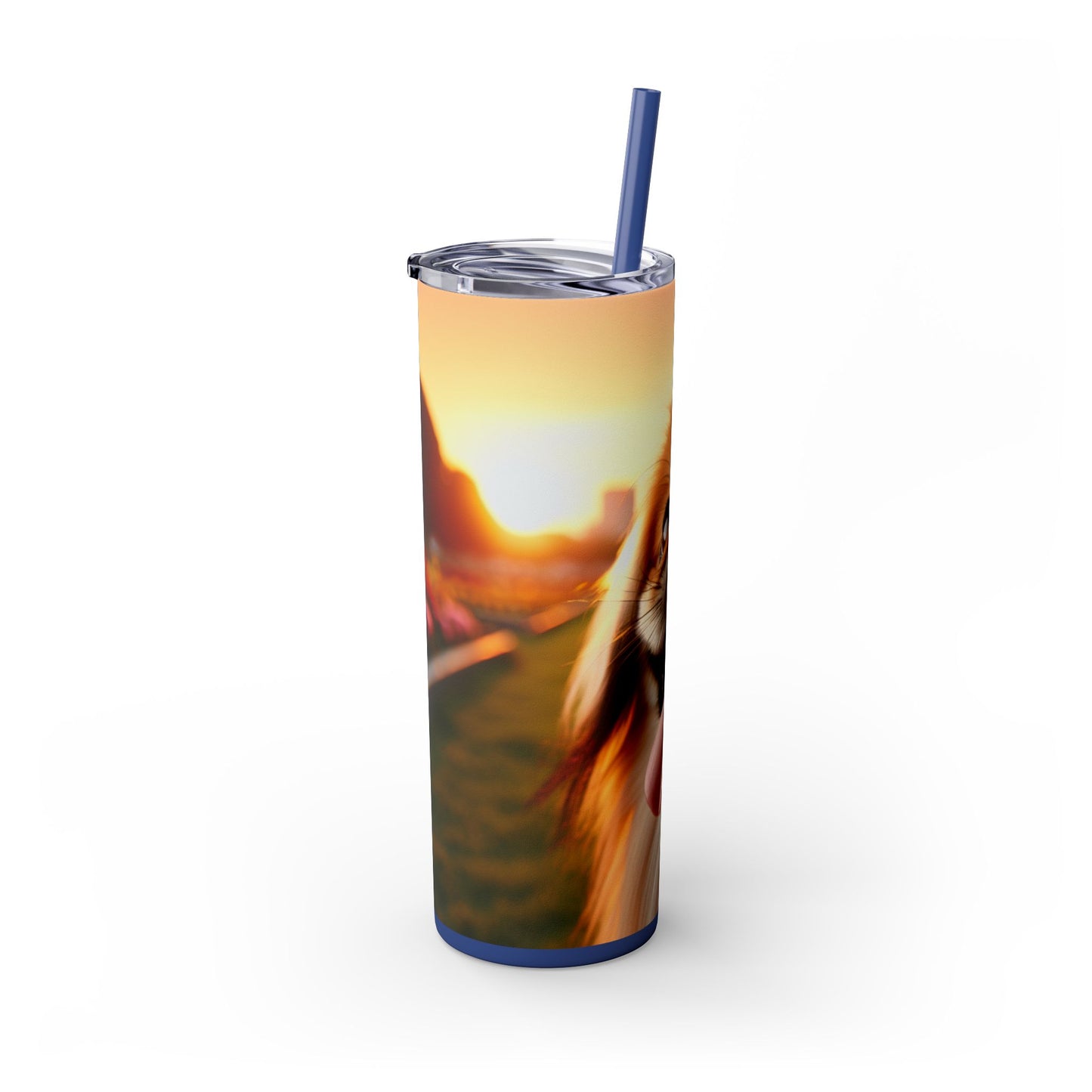 Pekingese Skinny Tumbler with Straw, 20oz
