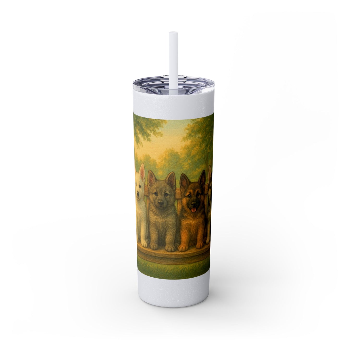 German Shepherd puppies Tumbler with Straw, 20oz