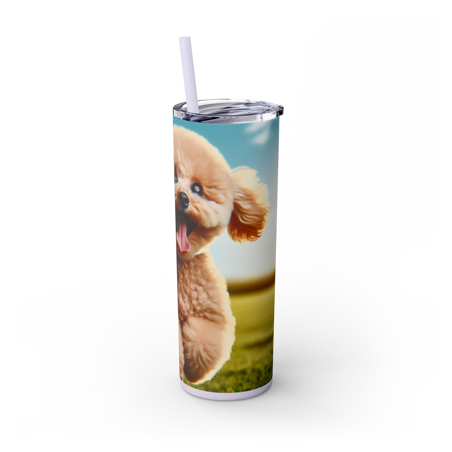 Toy Poodle Skinny Tumbler with Straw, 20oz