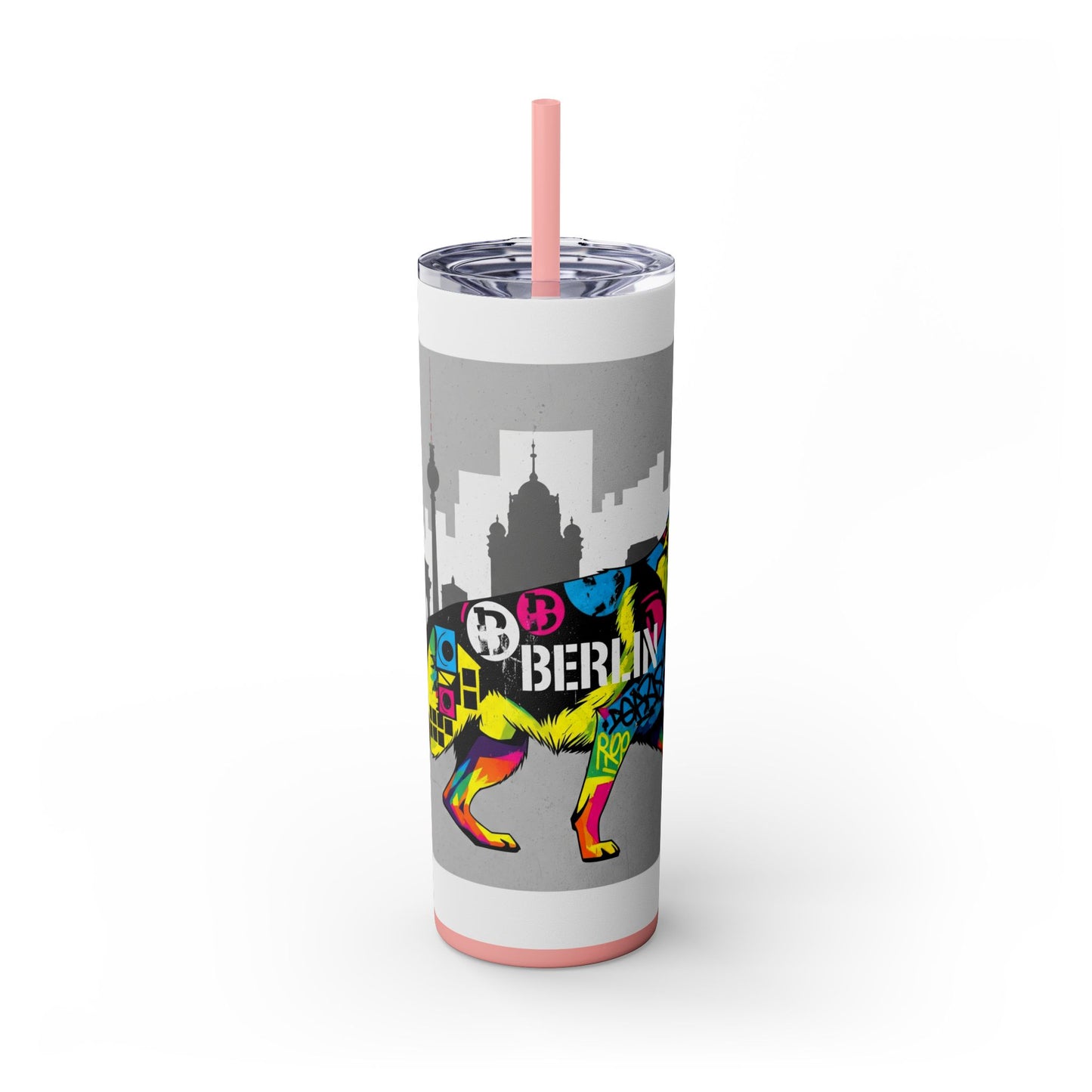 German Shepherd Skinny Tumbler with Straw, 20oz