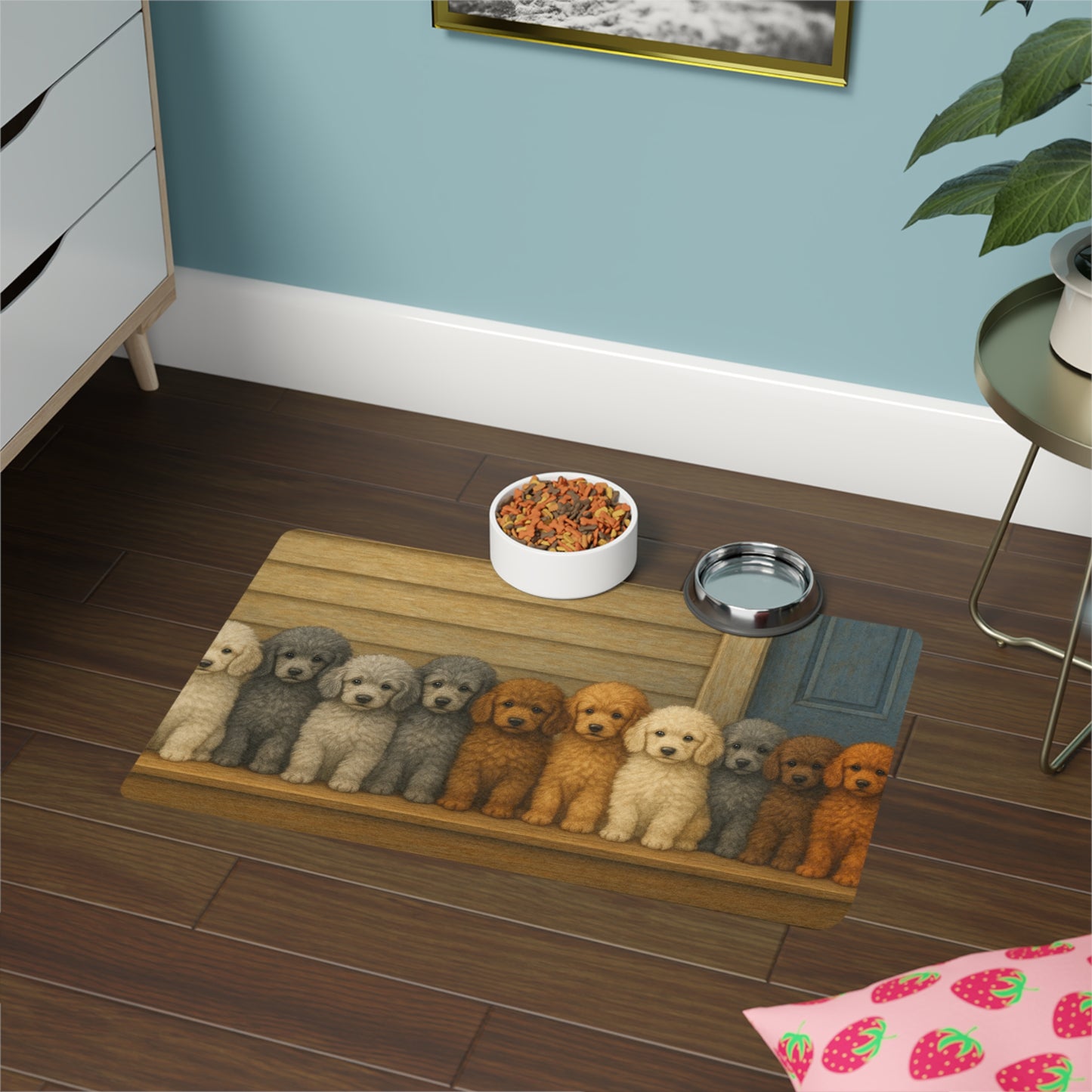 Pet Food Mat (12x18) - Poodle puppies