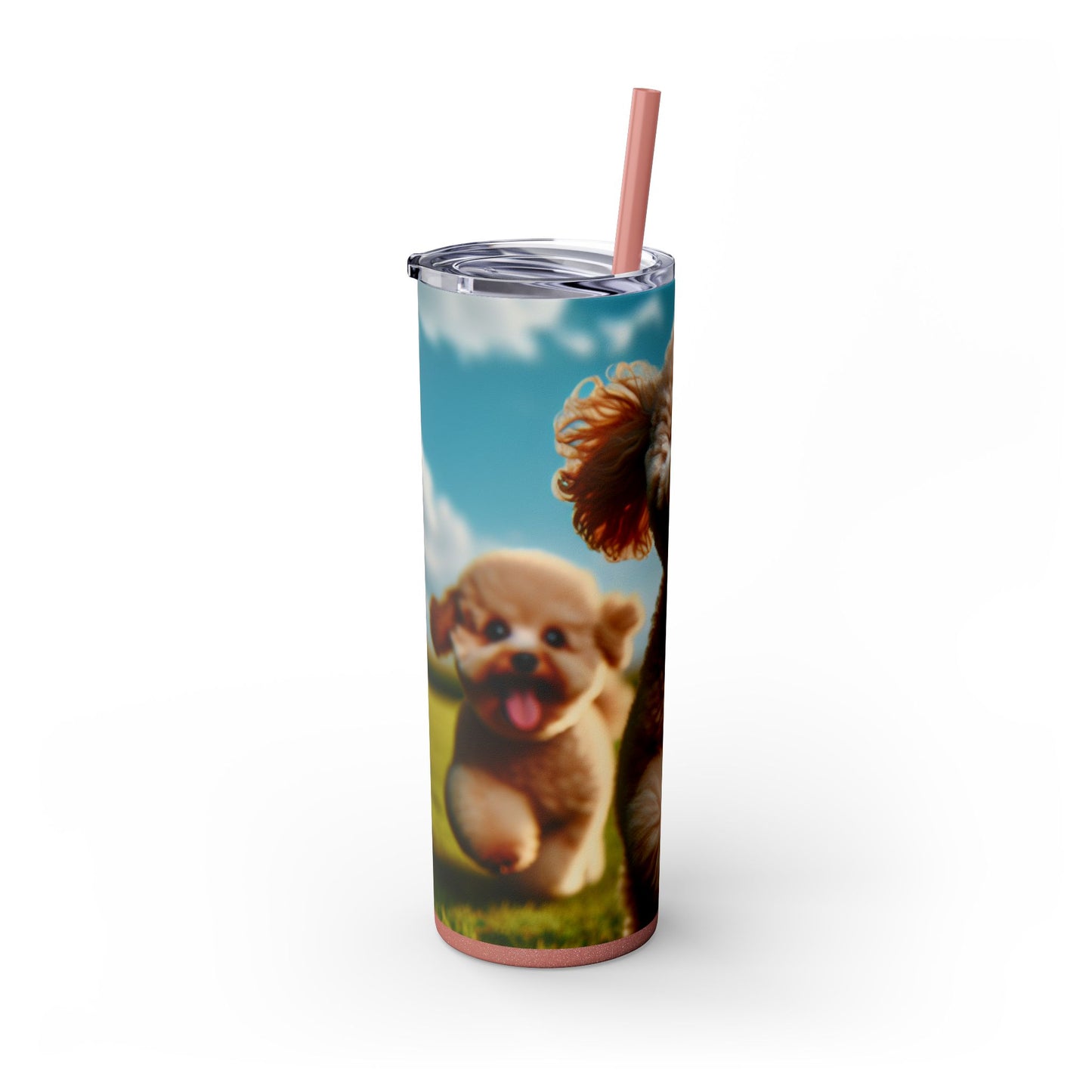 Toy Poodle Skinny Tumbler with Straw, 20oz