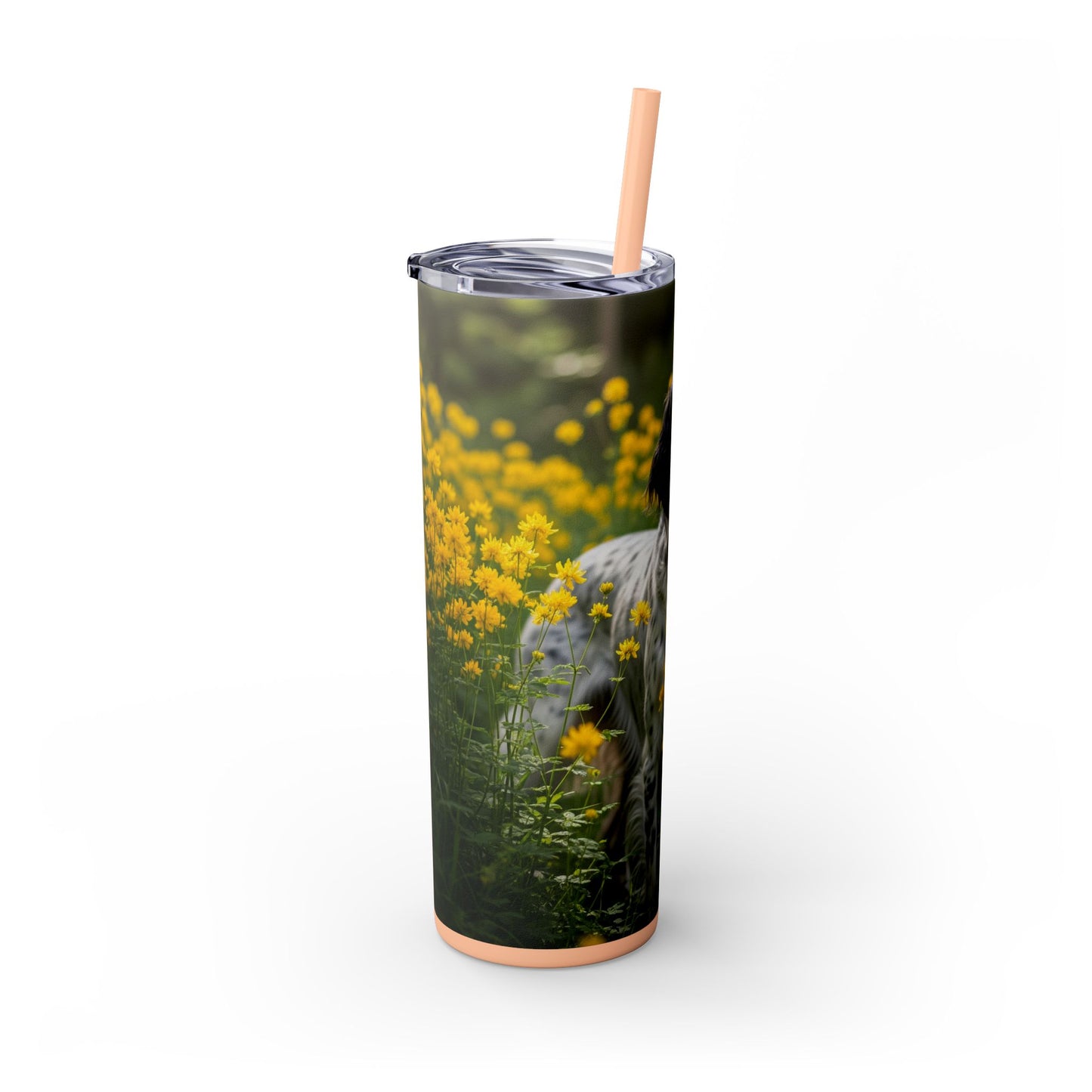 English Setter Skinny Tumbler with Straw, 20oz