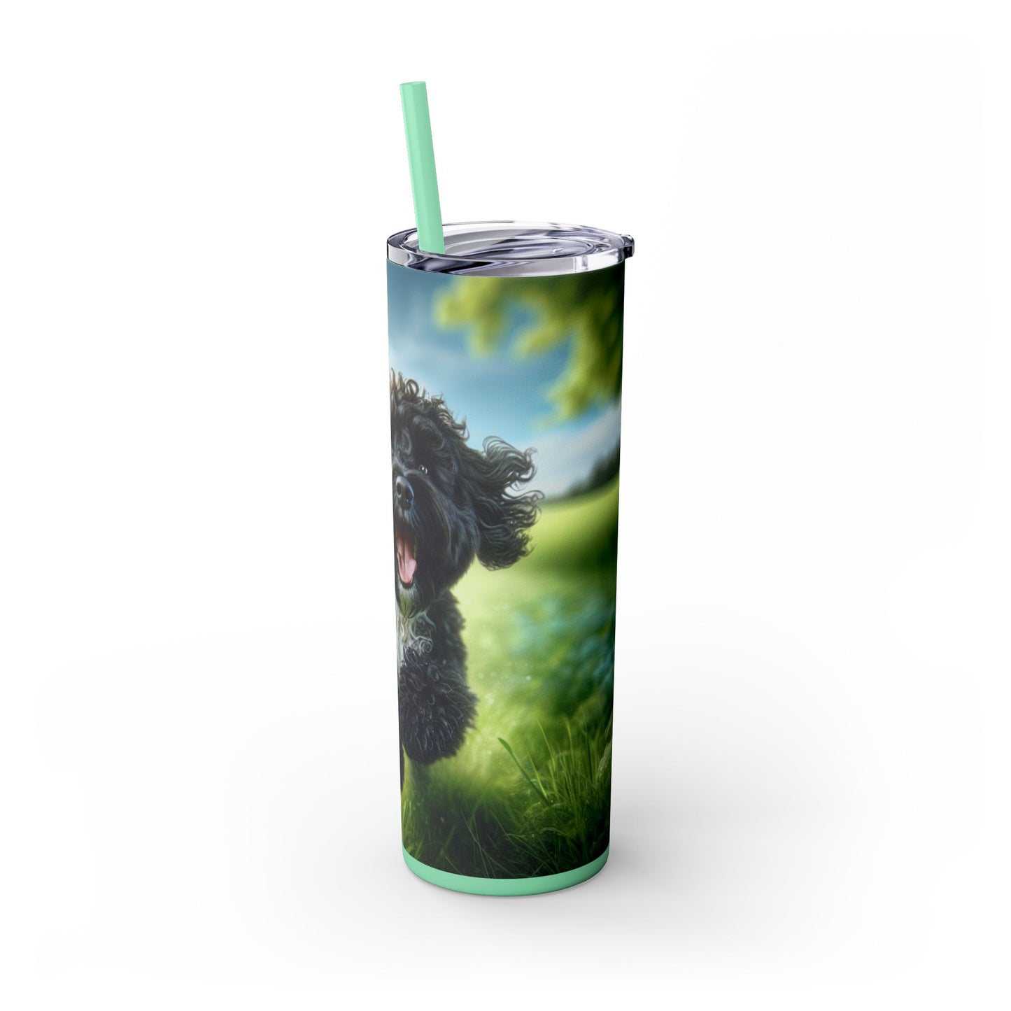 Portuguese Water Dog Skinny Tumbler with Straw, 20oz