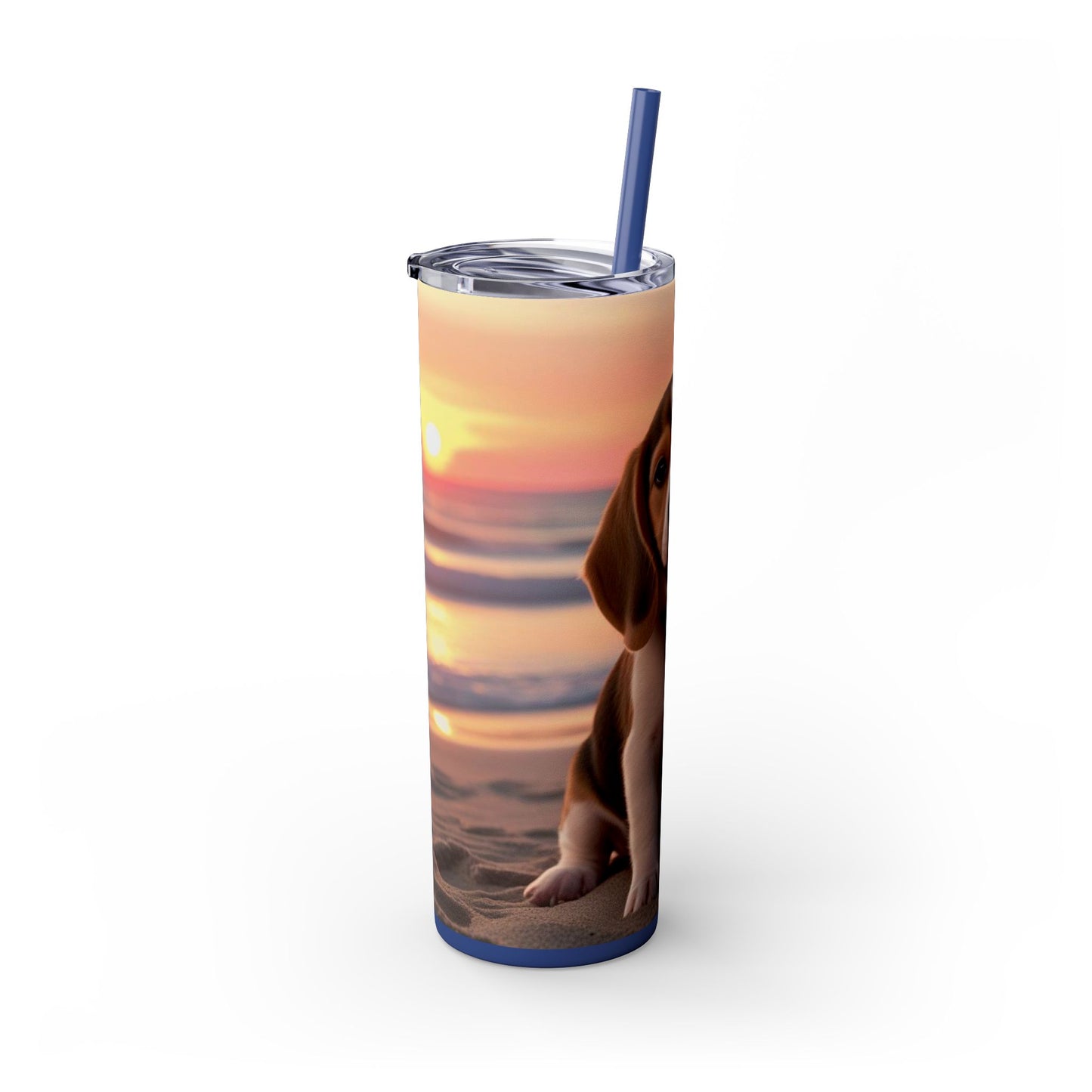 Beagle Love Skinny Tumbler with Straw, 20oz
