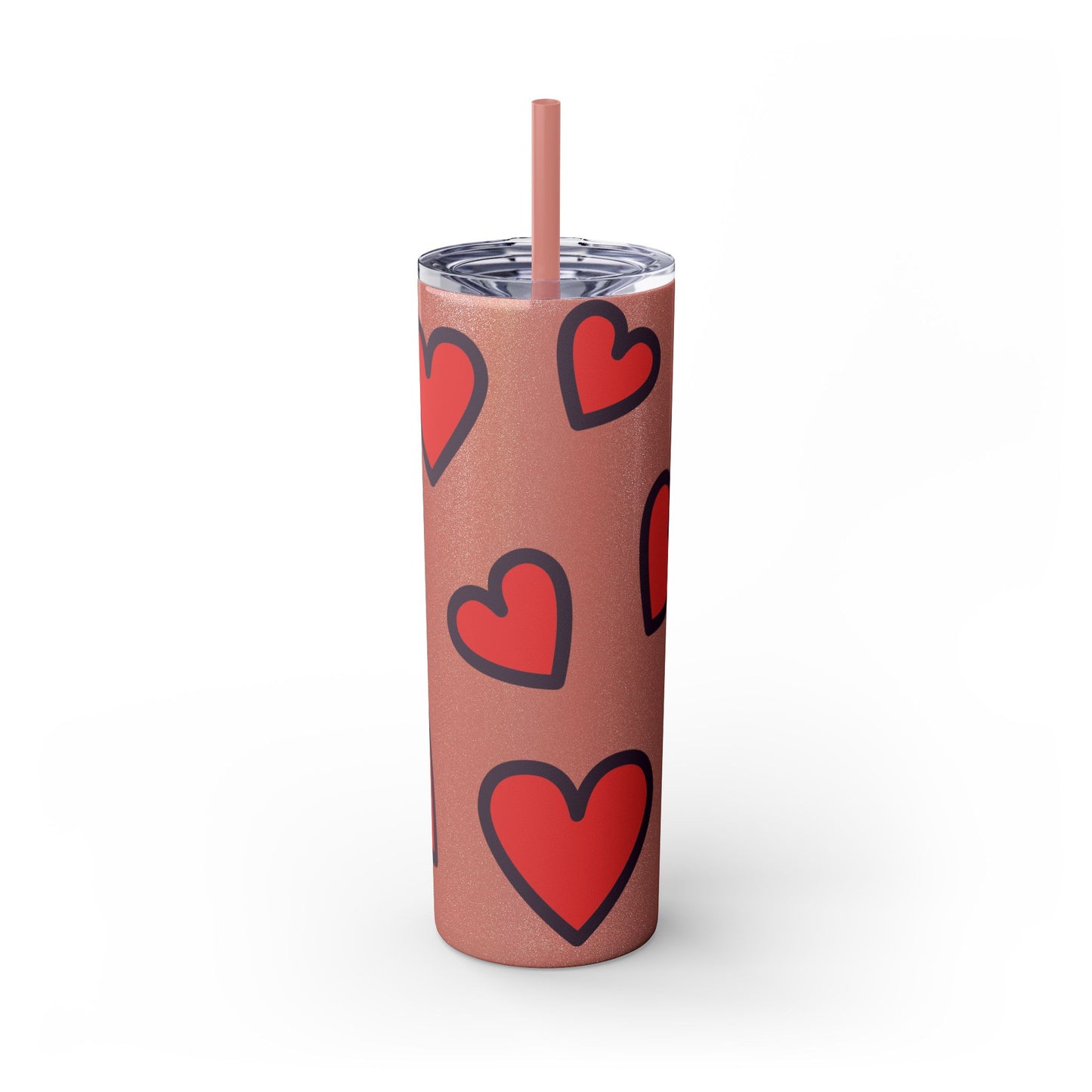 Hearts Skinny Tumbler with Straw, 20oz