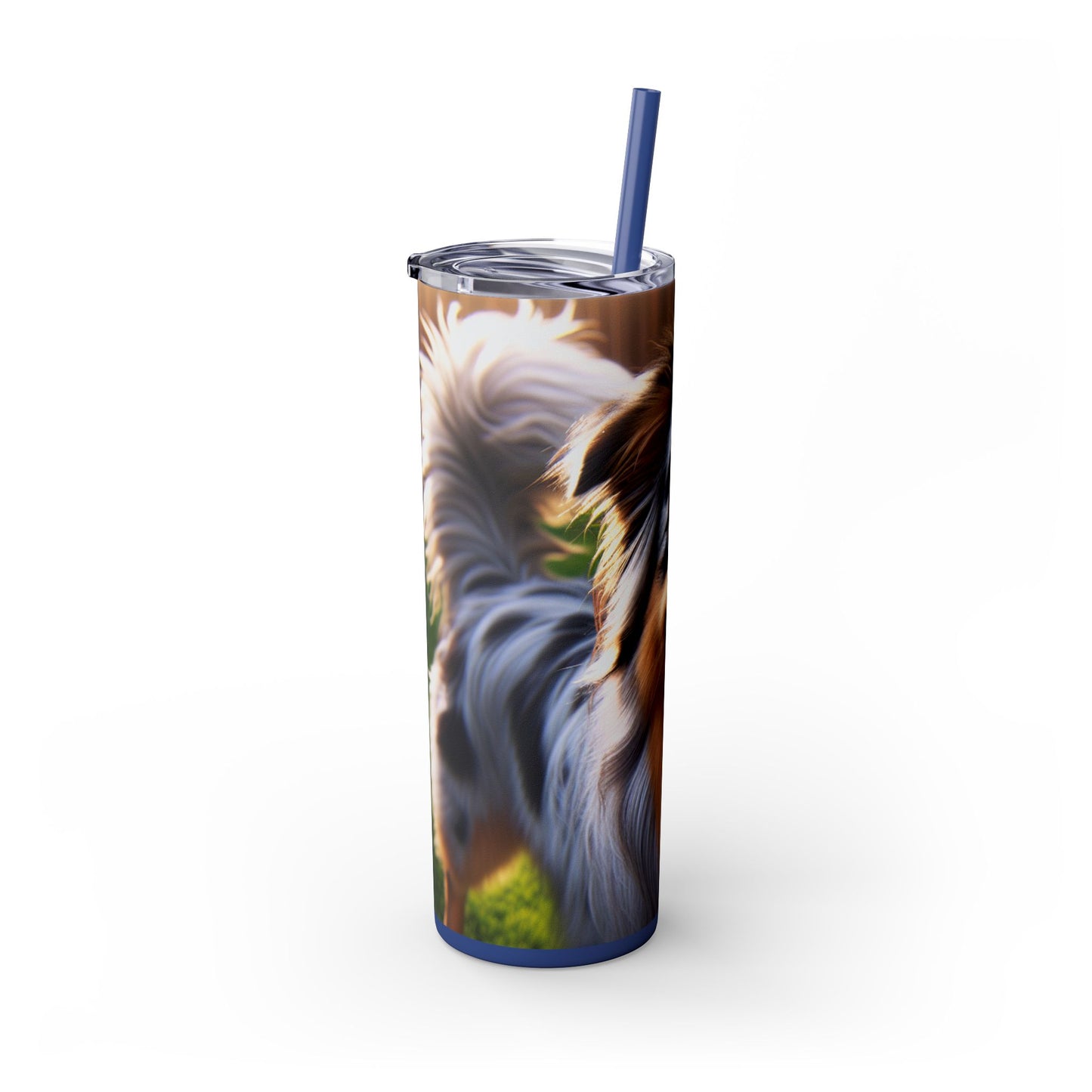 Australian Shepherd Skinny Tumbler with Straw, 20oz