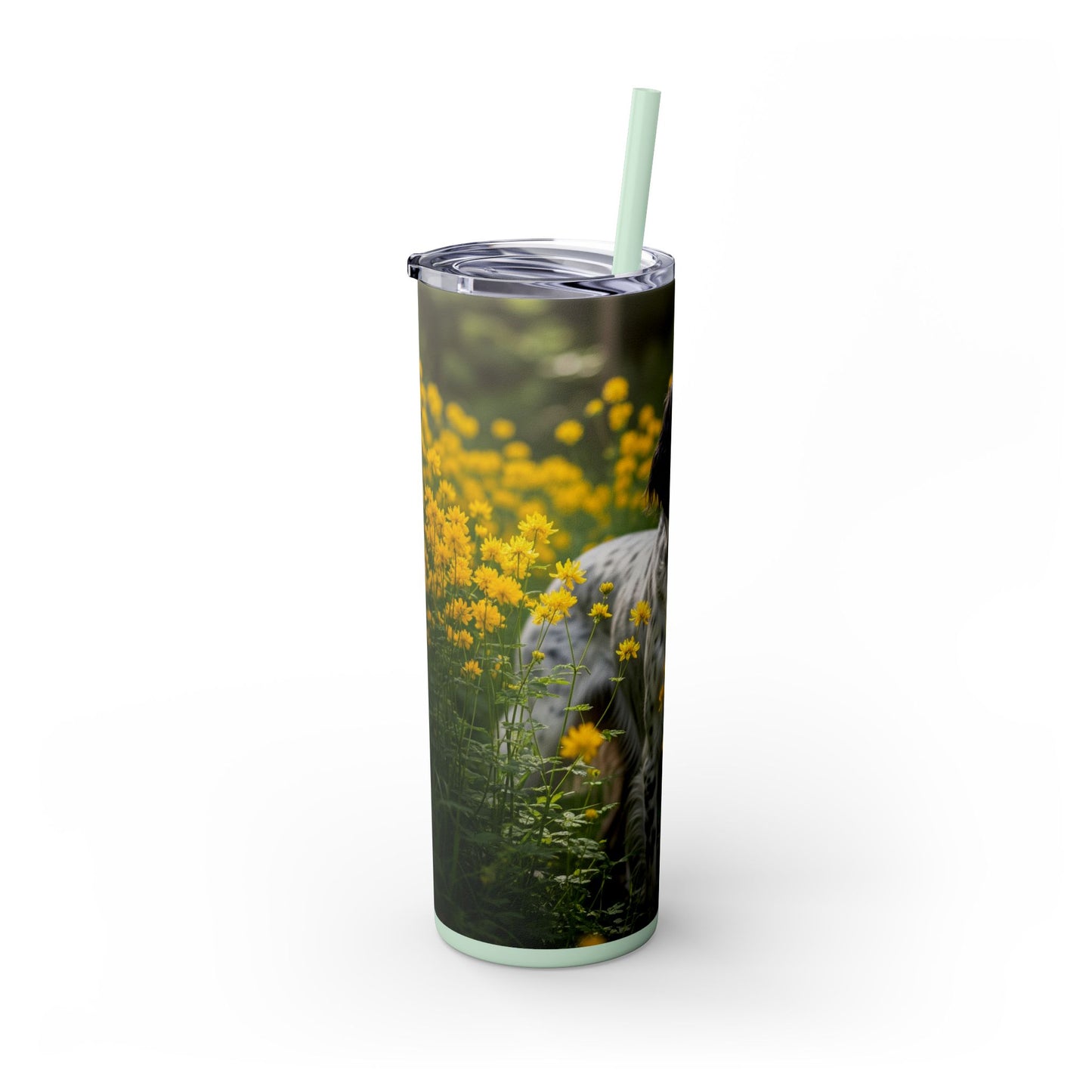 English Setter Skinny Tumbler with Straw, 20oz