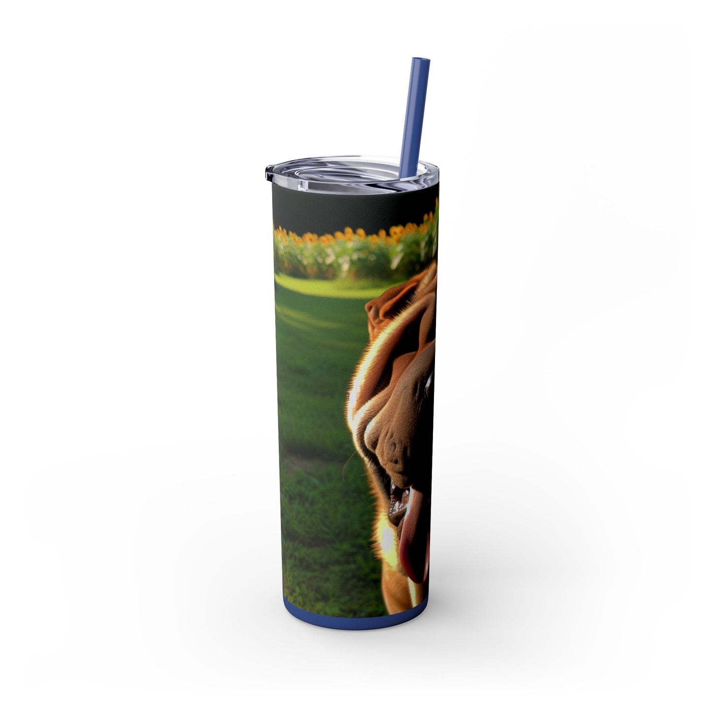 Shar Pei Skinny Tumbler with Straw, 20oz