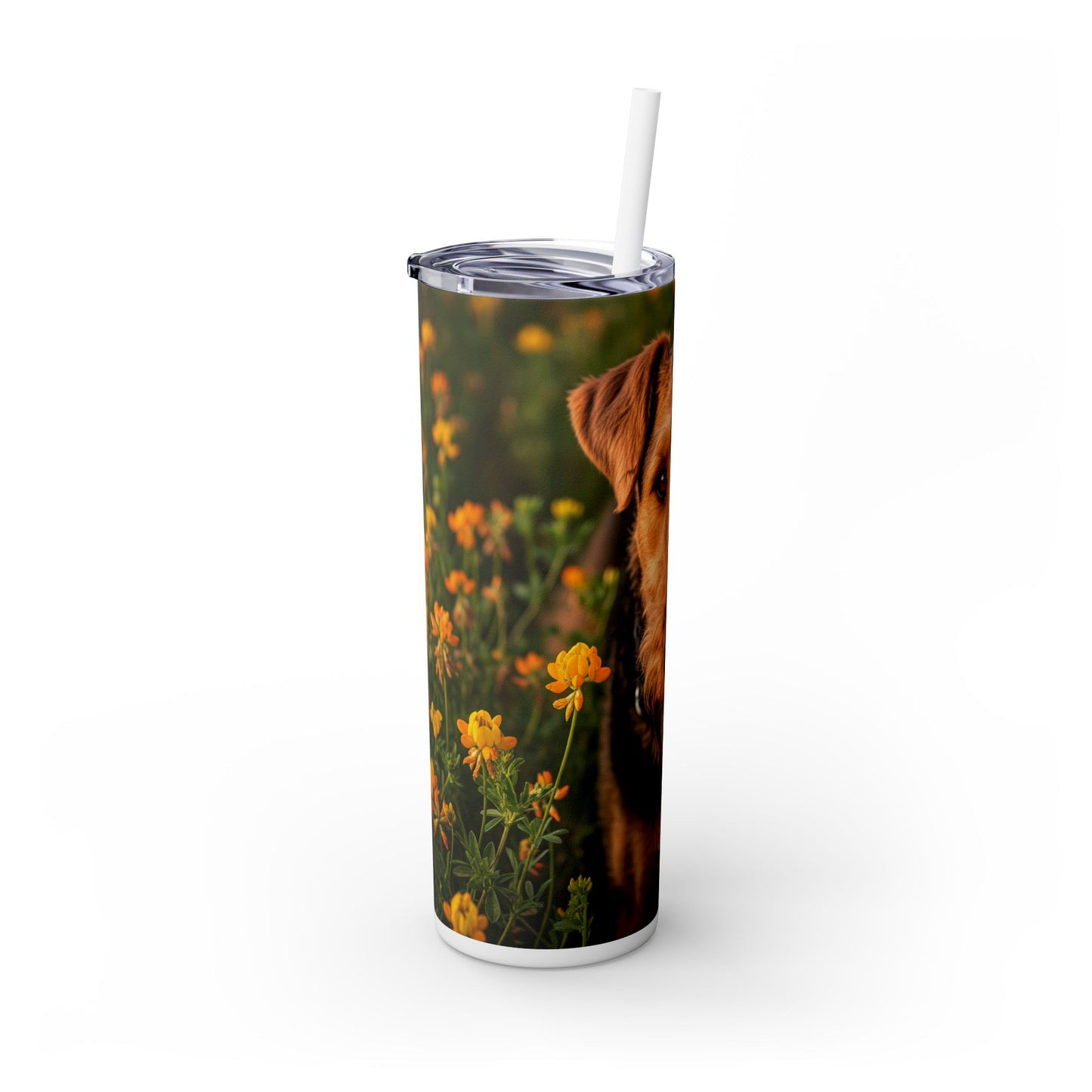 Airedale Terrier Skinny Tumbler with Straw, 20oz