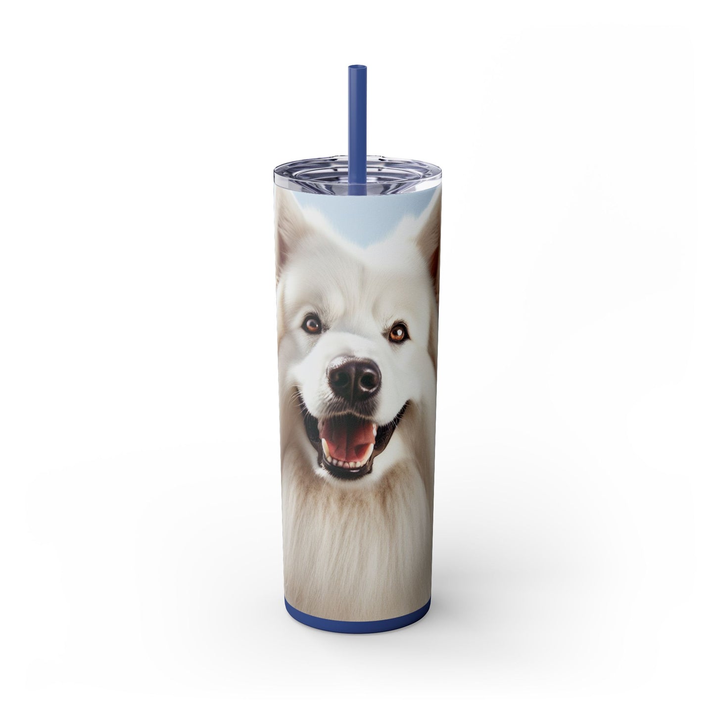 White Swiss Shepherd Dog Skinny Tumbler with Straw, 20oz