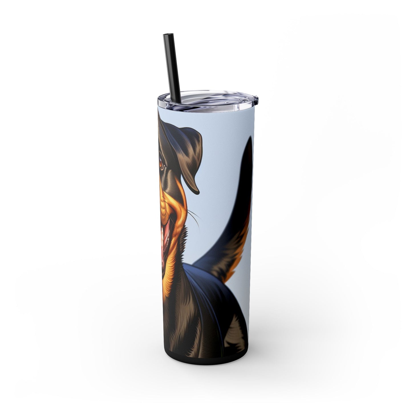Rottweiler Skinny Tumbler with Straw, 20oz