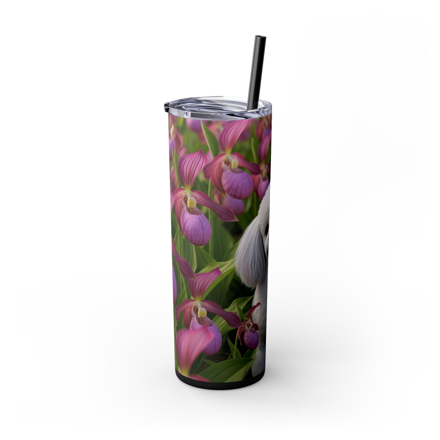 Toy Poodle Skinny Tumbler with Straw, 20oz