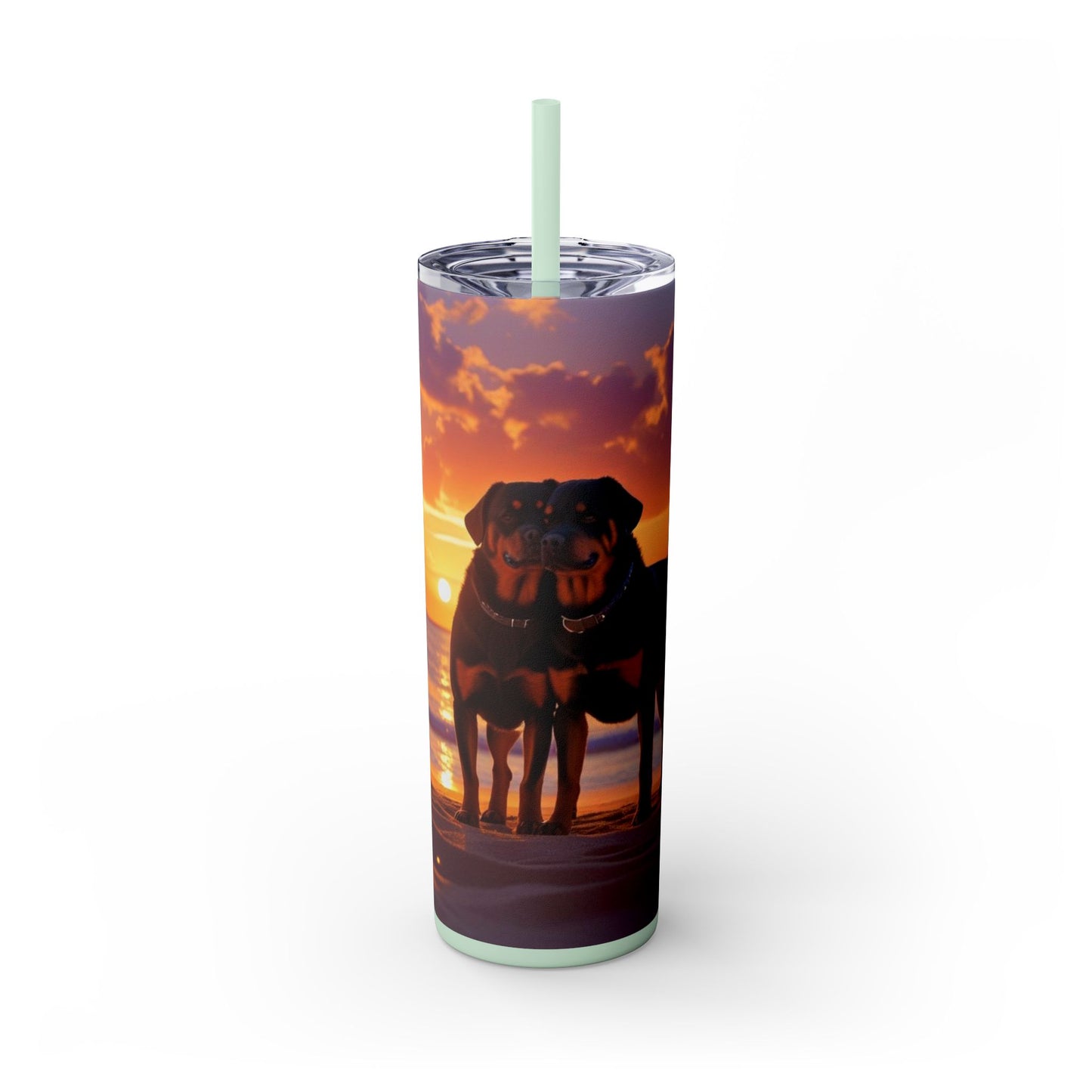 Rottweiler Love Skinny Tumbler with Straw, 20oz