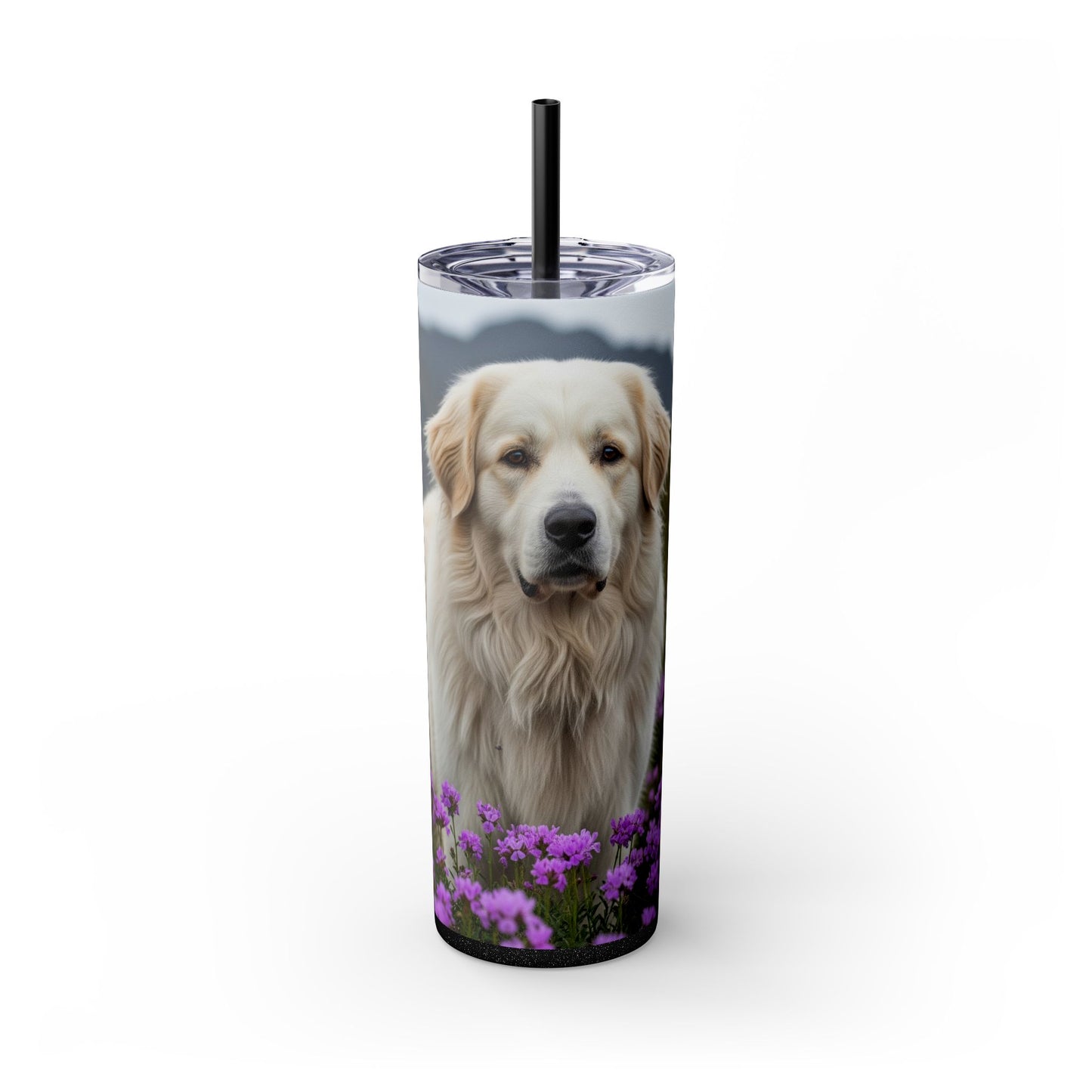 Pyrenean Mountain Dog Skinny Tumbler with Straw, 20oz