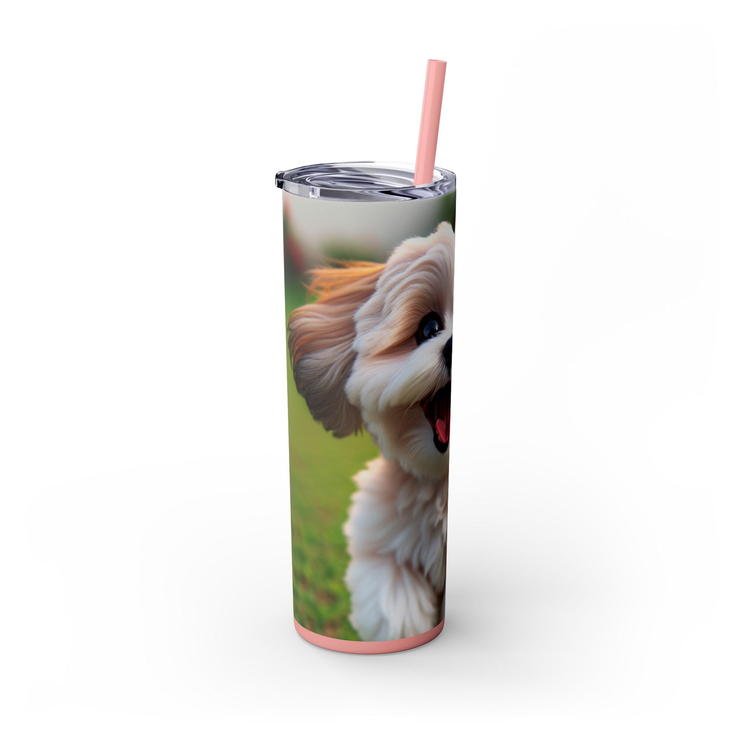Shih-poo Skinny Tumbler with Straw, 20oz