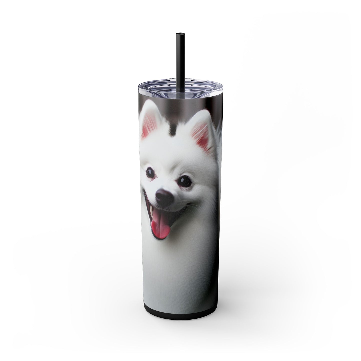 American Eskimo Dog Skinny Tumbler with Straw, 20oz