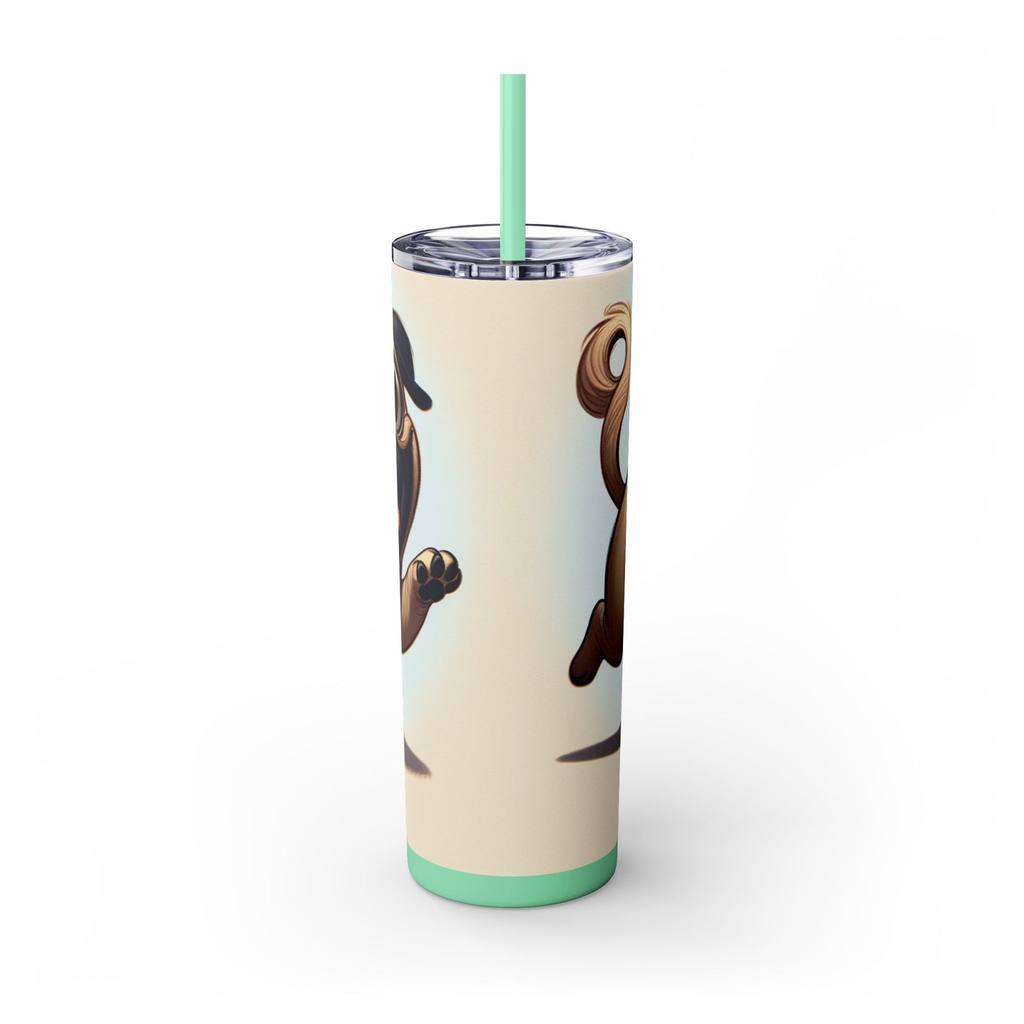 Pug Skinny Tumbler with Straw, 20oz