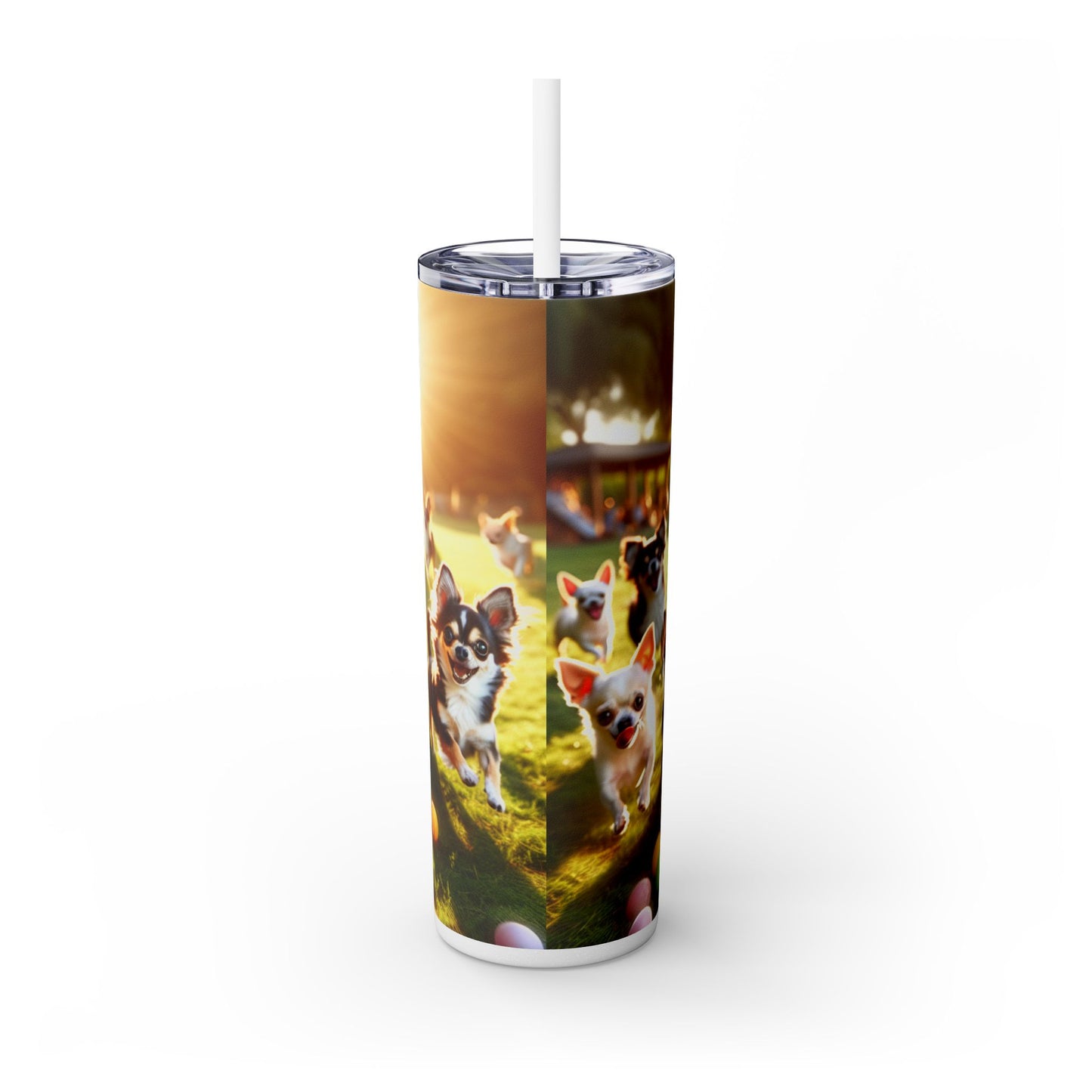 Chihuahua Skinny Tumbler with Straw, 20oz