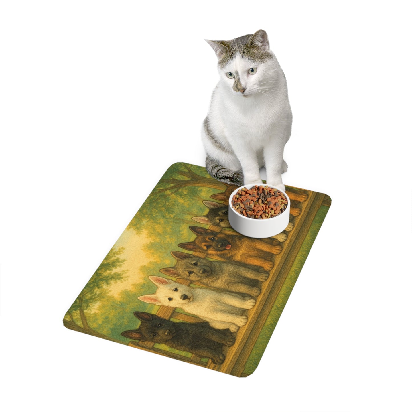 Pet Food Mat (12x18) - German Shepherd puppies