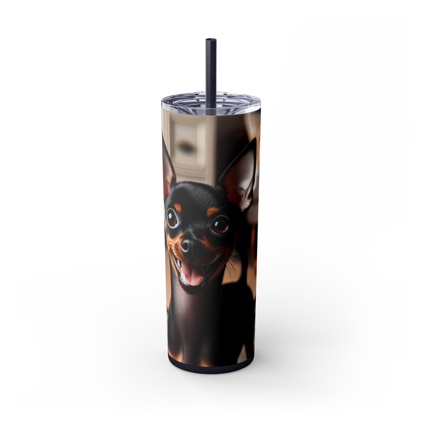 English Toy Terrier Tumbler with Straw, 20oz