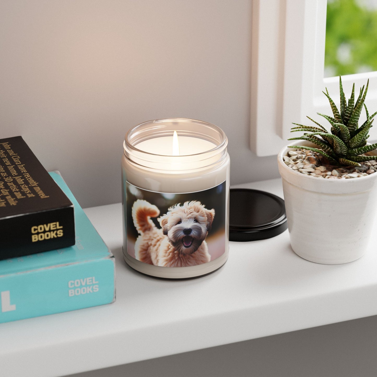 Bougie parfumée au soja, parfumée au terrier à poil doux, 255 g