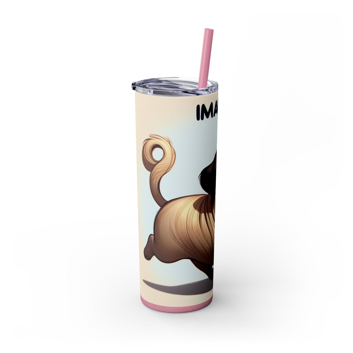 Pug Skinny Tumbler with Straw, 20oz