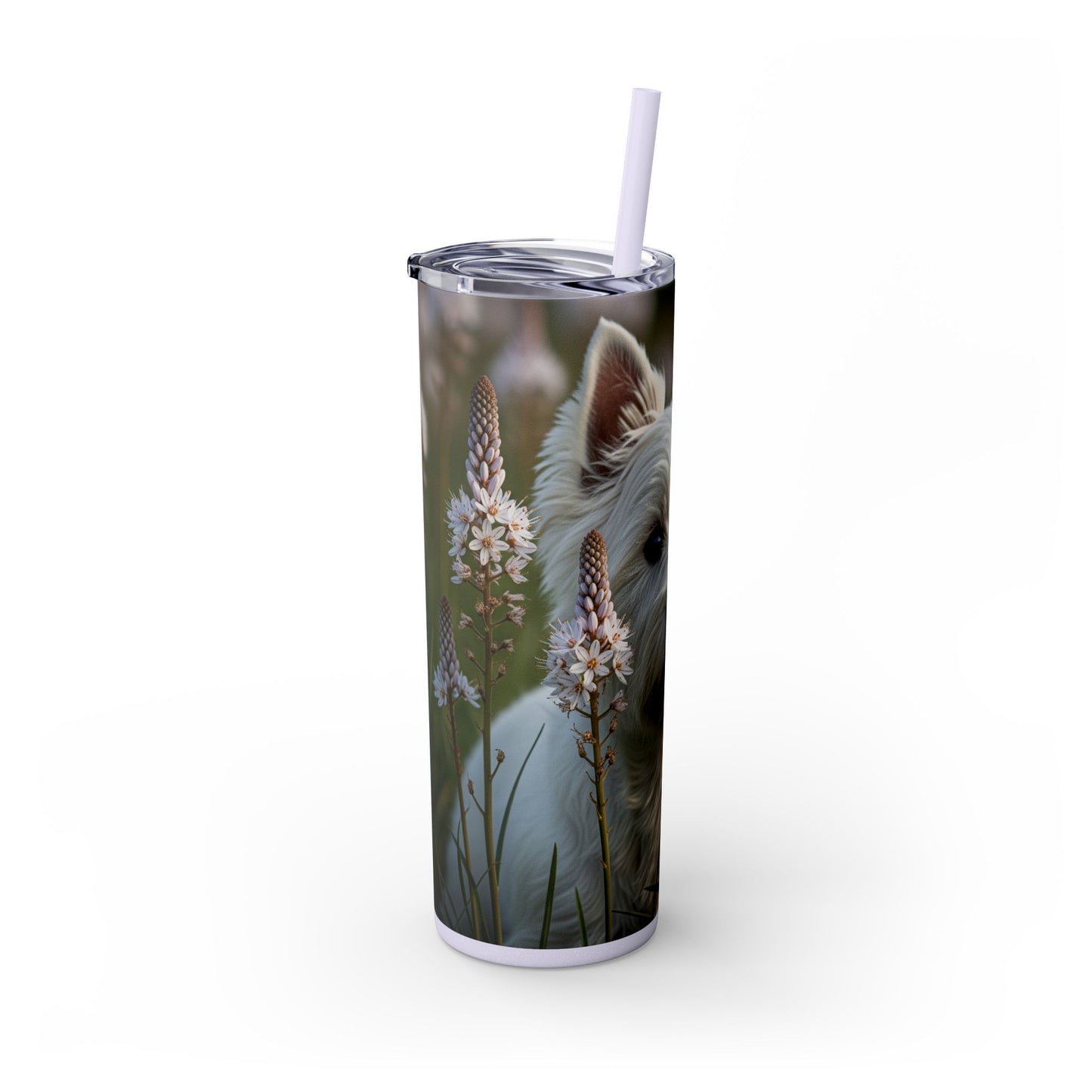 West Highland White Terrier Skinny Tumbler with Straw, 20oz