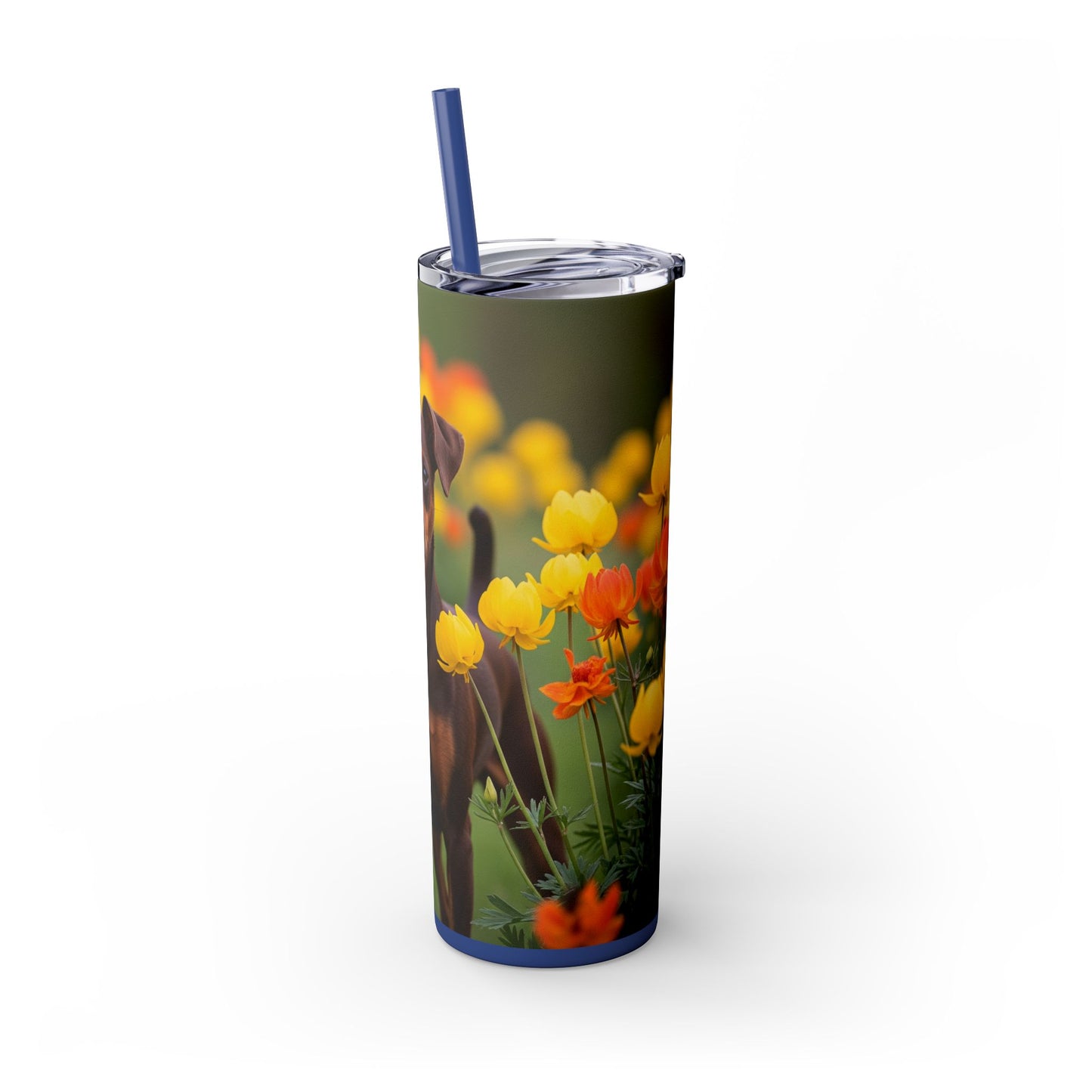 Miniature Pinscher Skinny Tumbler with Straw, 20oz