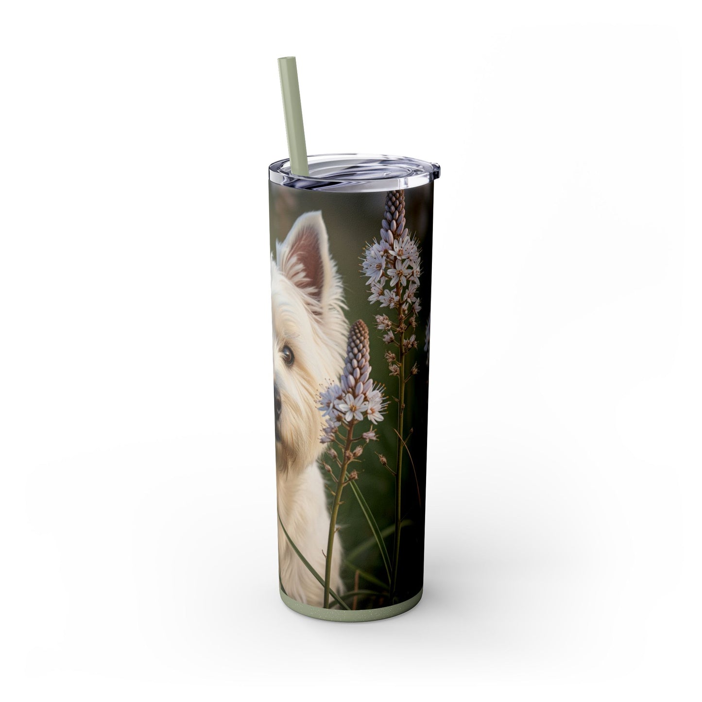 West Highland White Terrier Skinny Tumbler with Straw, 20oz