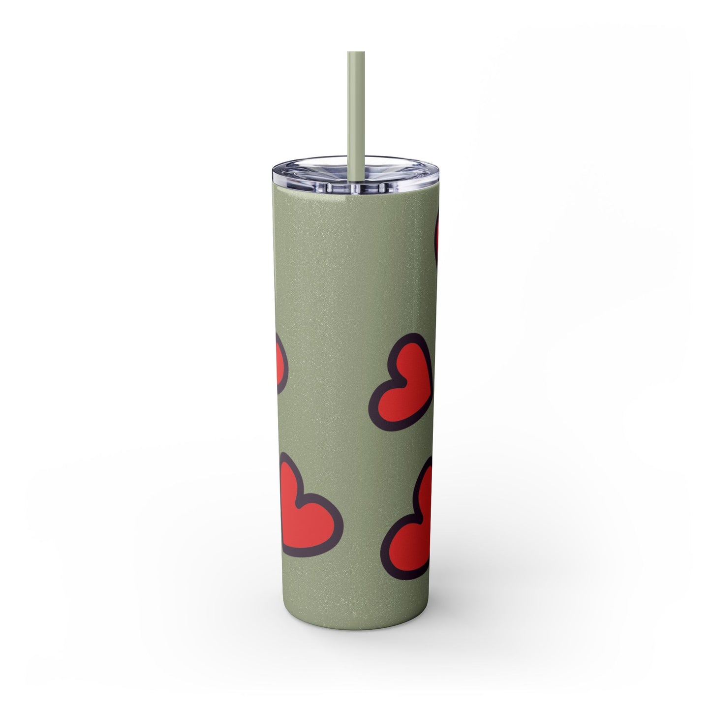 Hearts Skinny Tumbler with Straw, 20oz