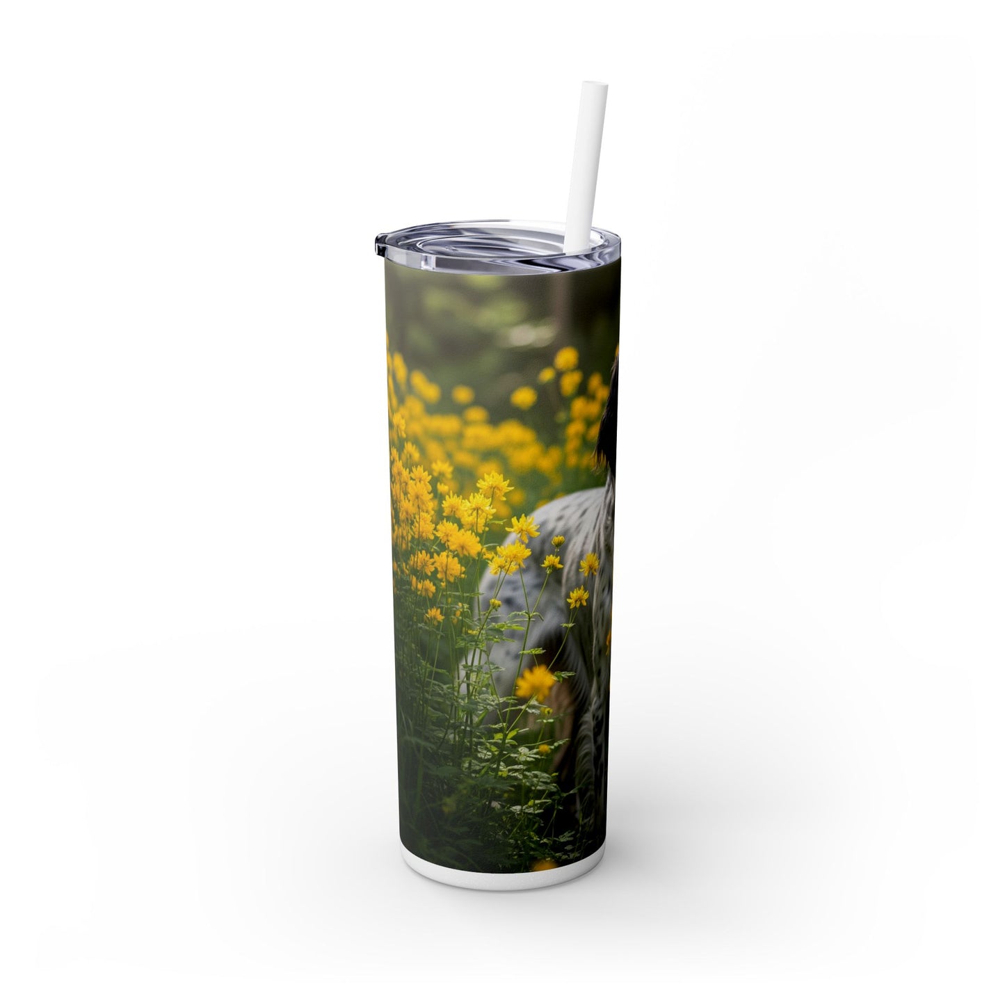 English Setter Skinny Tumbler with Straw, 20oz