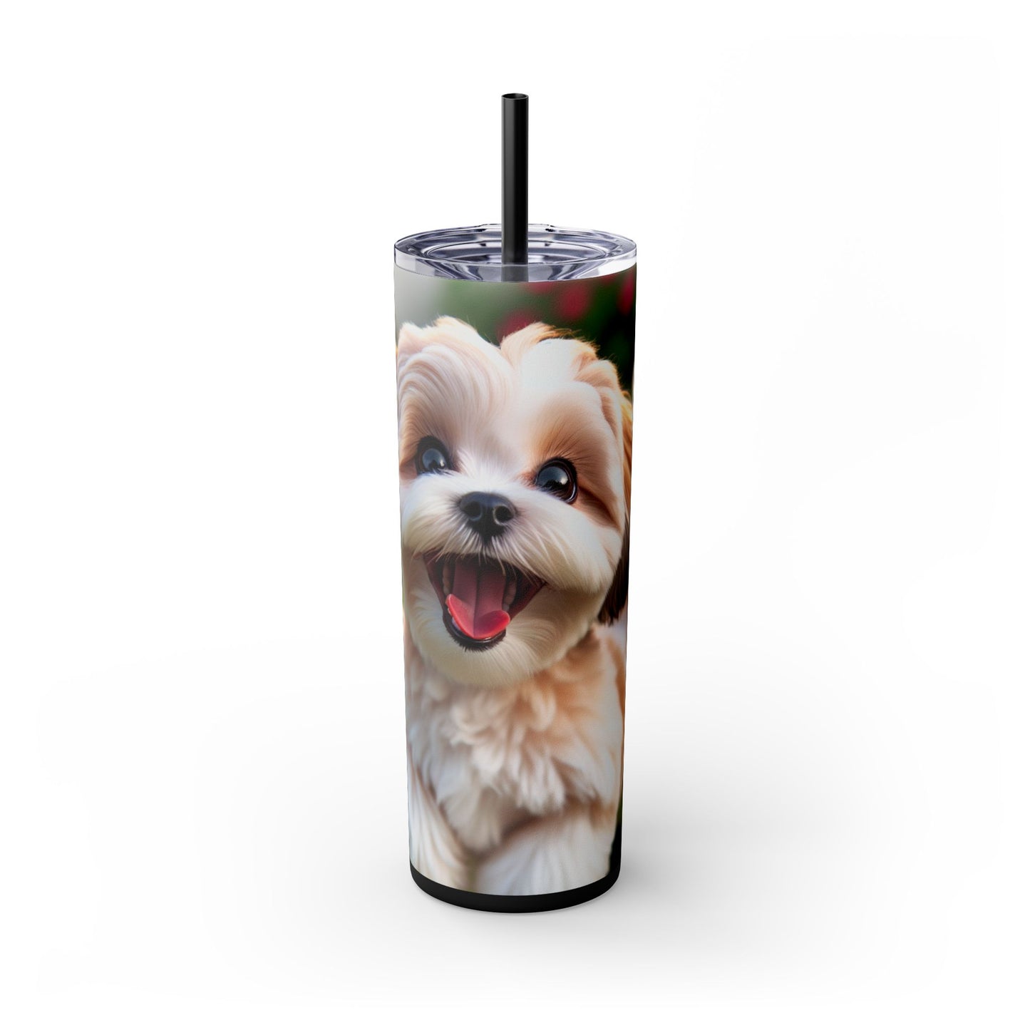 Shih-poo Skinny Tumbler with Straw, 20oz