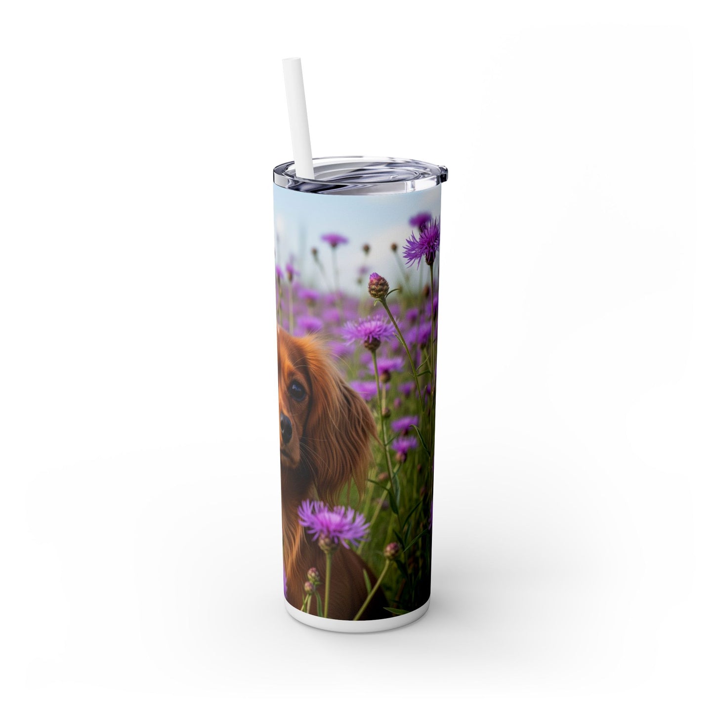 English Toy Spaniel Skinny Tumbler with Straw, 20oz