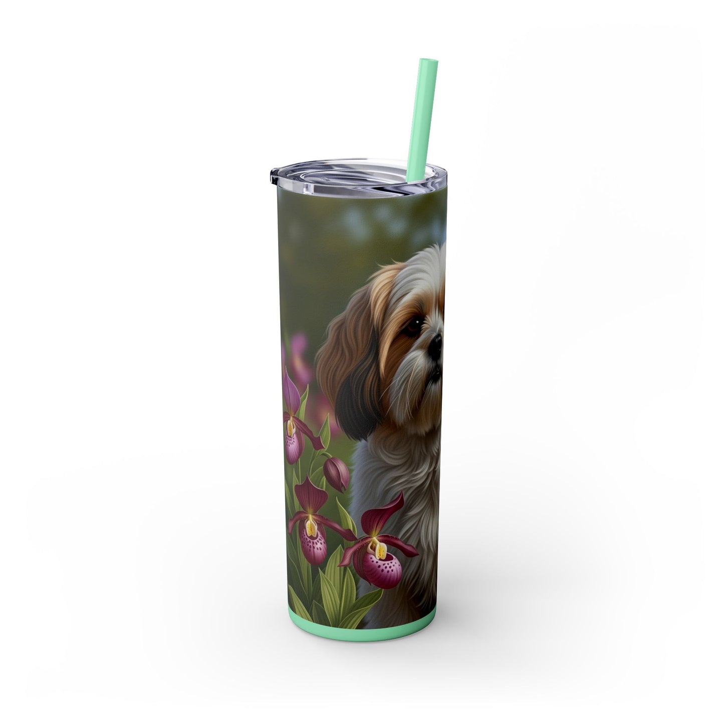 Lhasa Apso Skinny Tumbler with Straw, 20oz